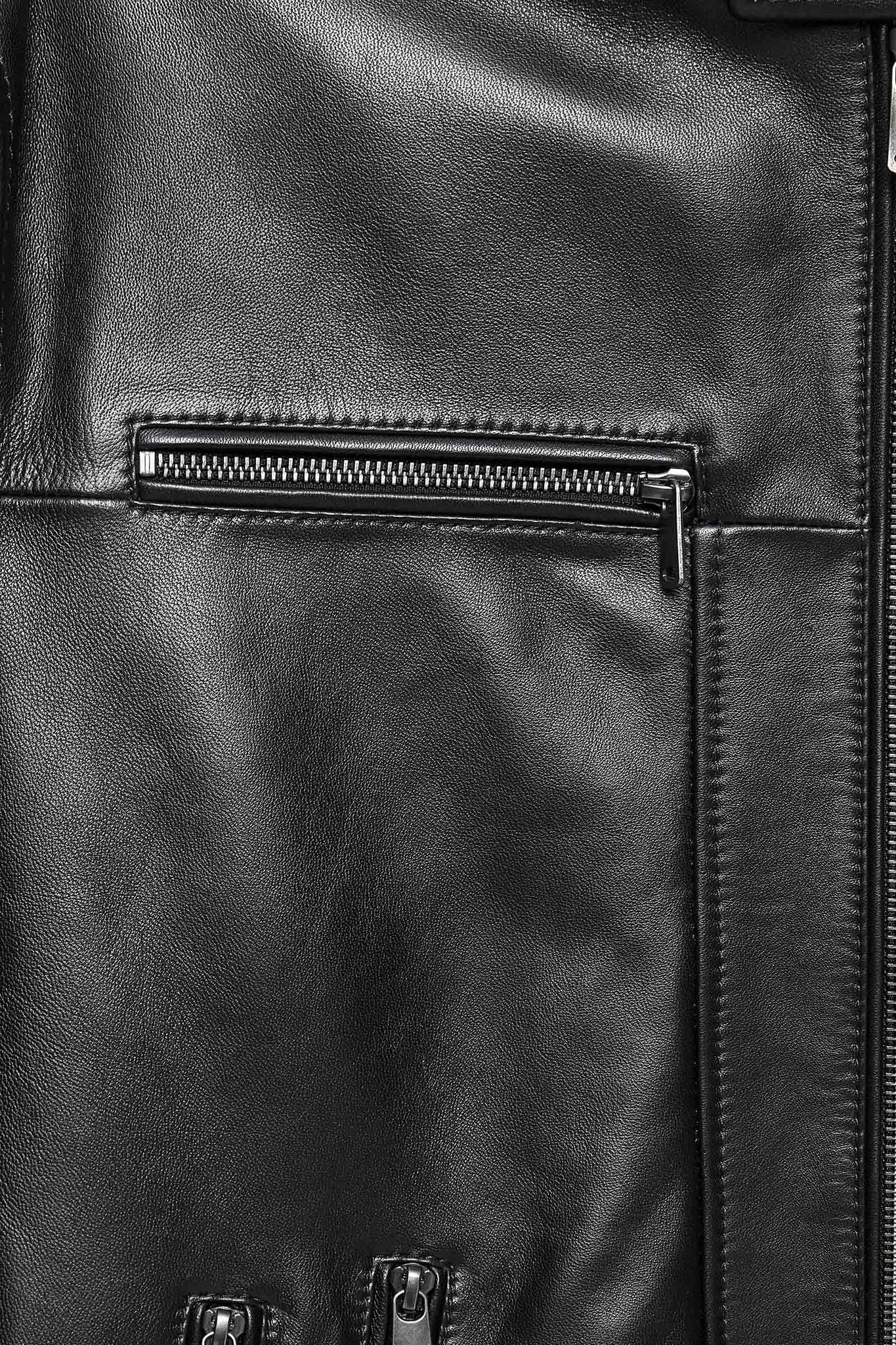 Patrick Black Judge Collar Leather Jacket For Men