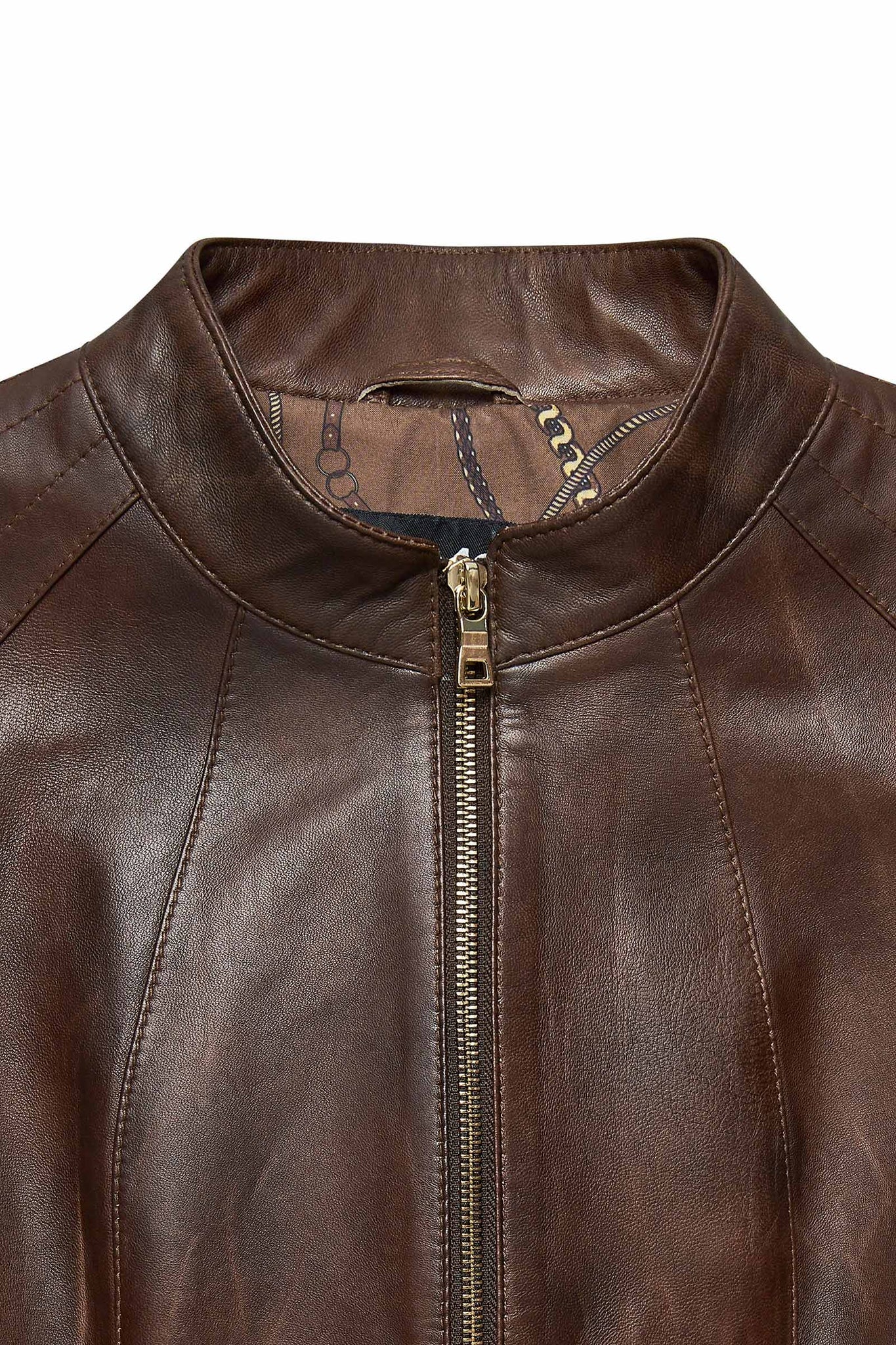 Lydia Brown Short Leather Jacket For Women
