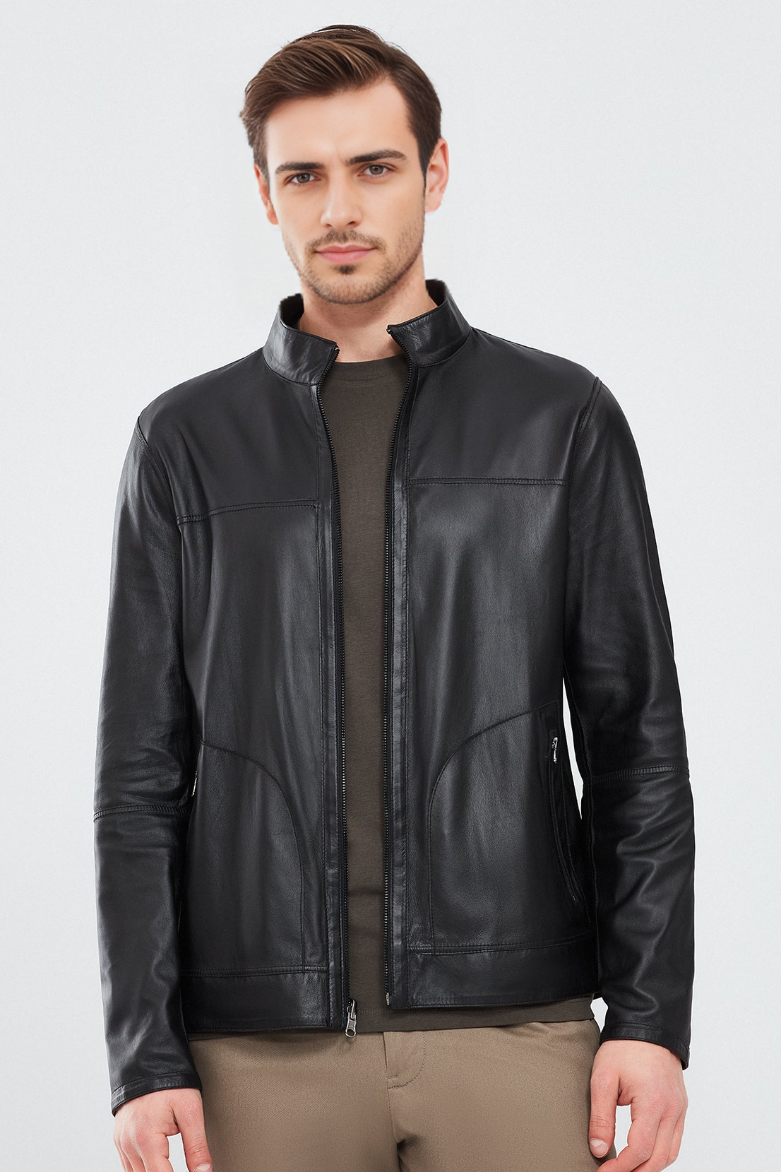 Clint Black Suede Double-Sided Leather Jacket for Men