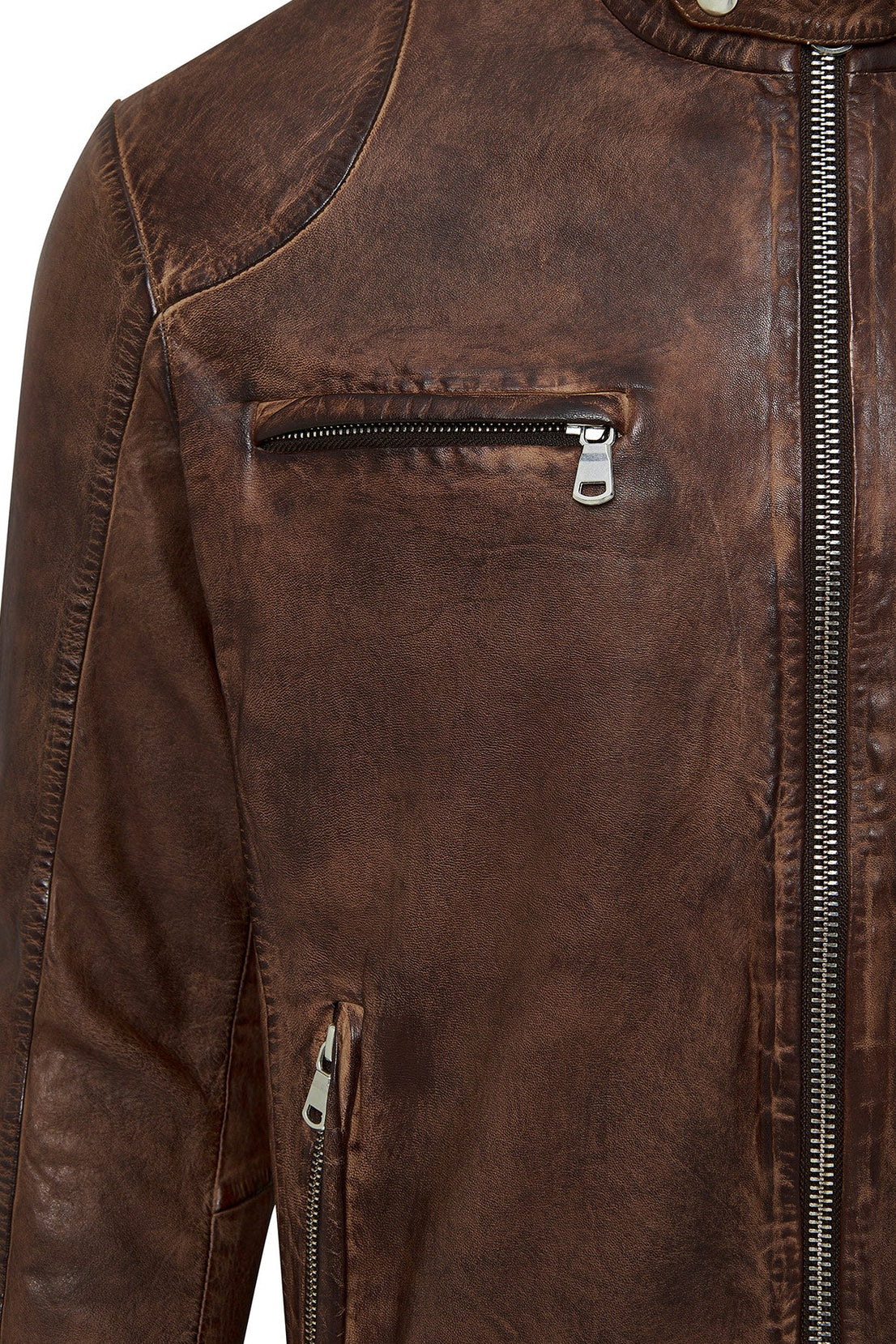 Immobile Brown Sport Leather Jacket For Men