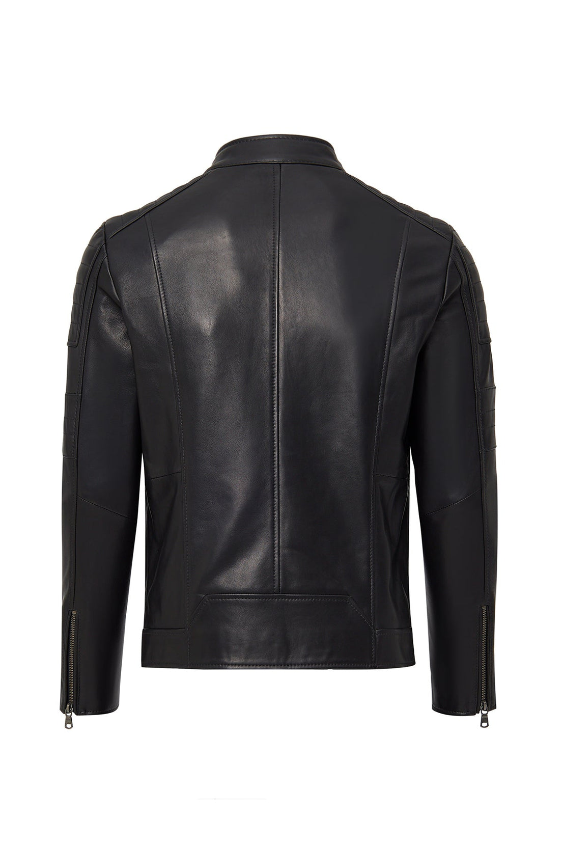 Morant Black Judge Collar Leather Jacket For Men