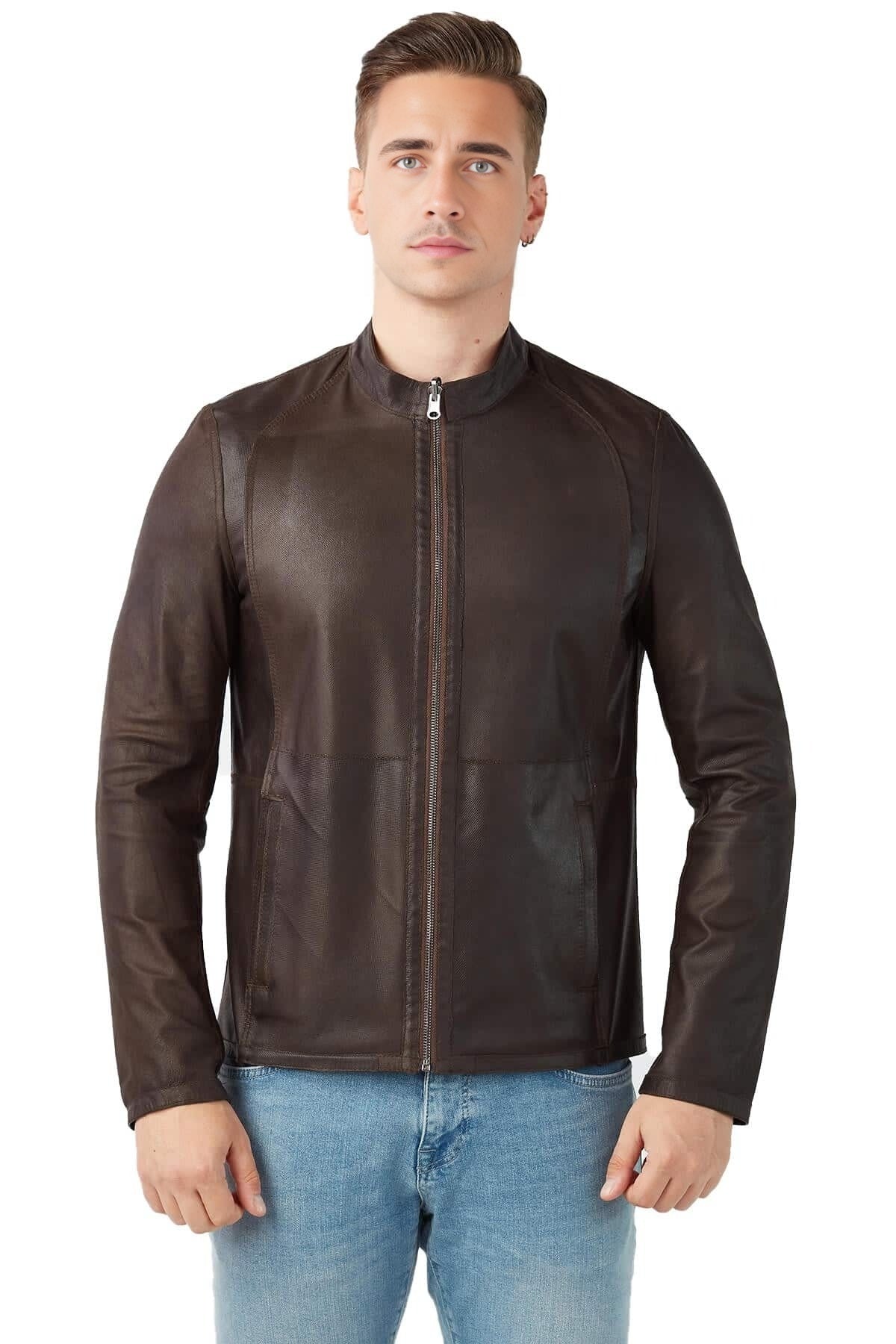 Zachary Real Brown Leather Jacket For Men