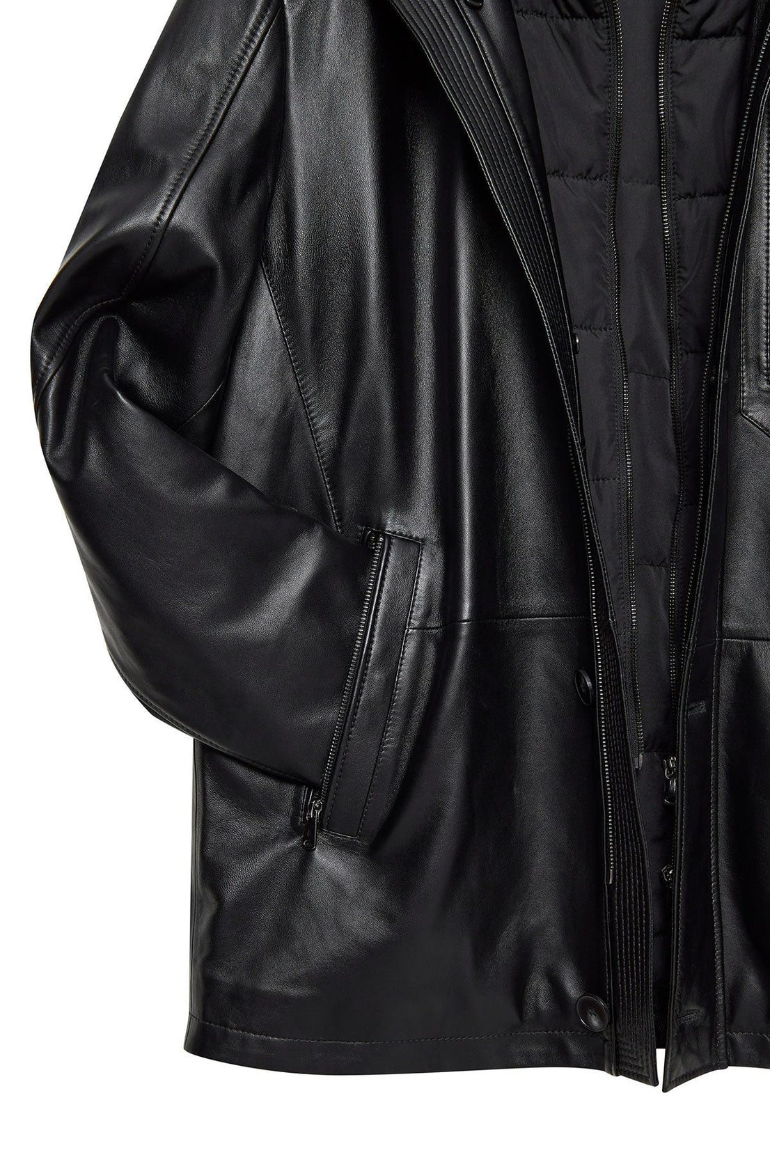 Nathan Black Leather Coat For Men