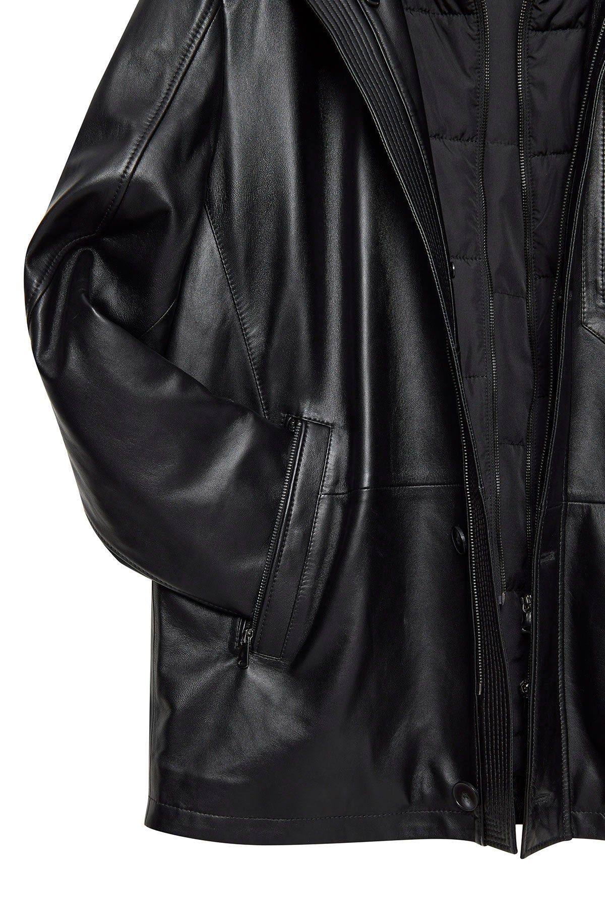 Nathan Black Leather Coat For Men