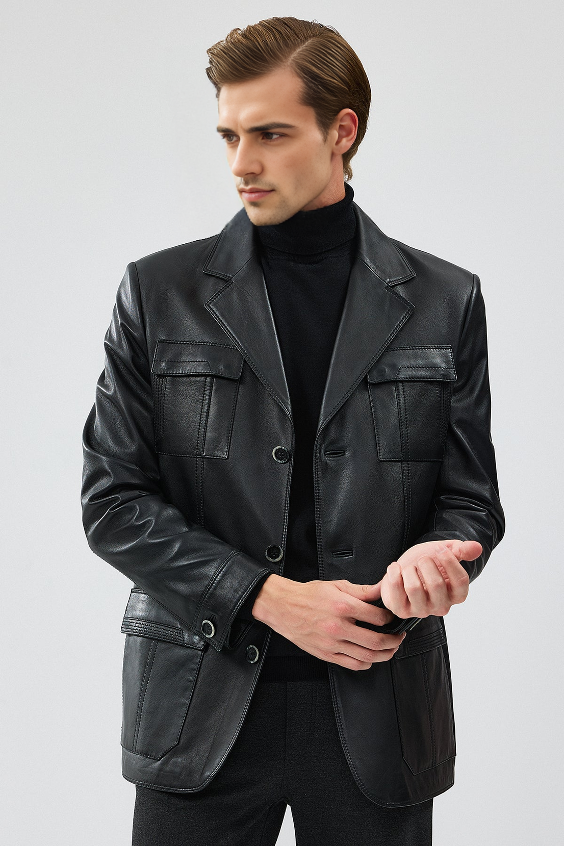 Kevin Black Blazer Leather Jacket For Men