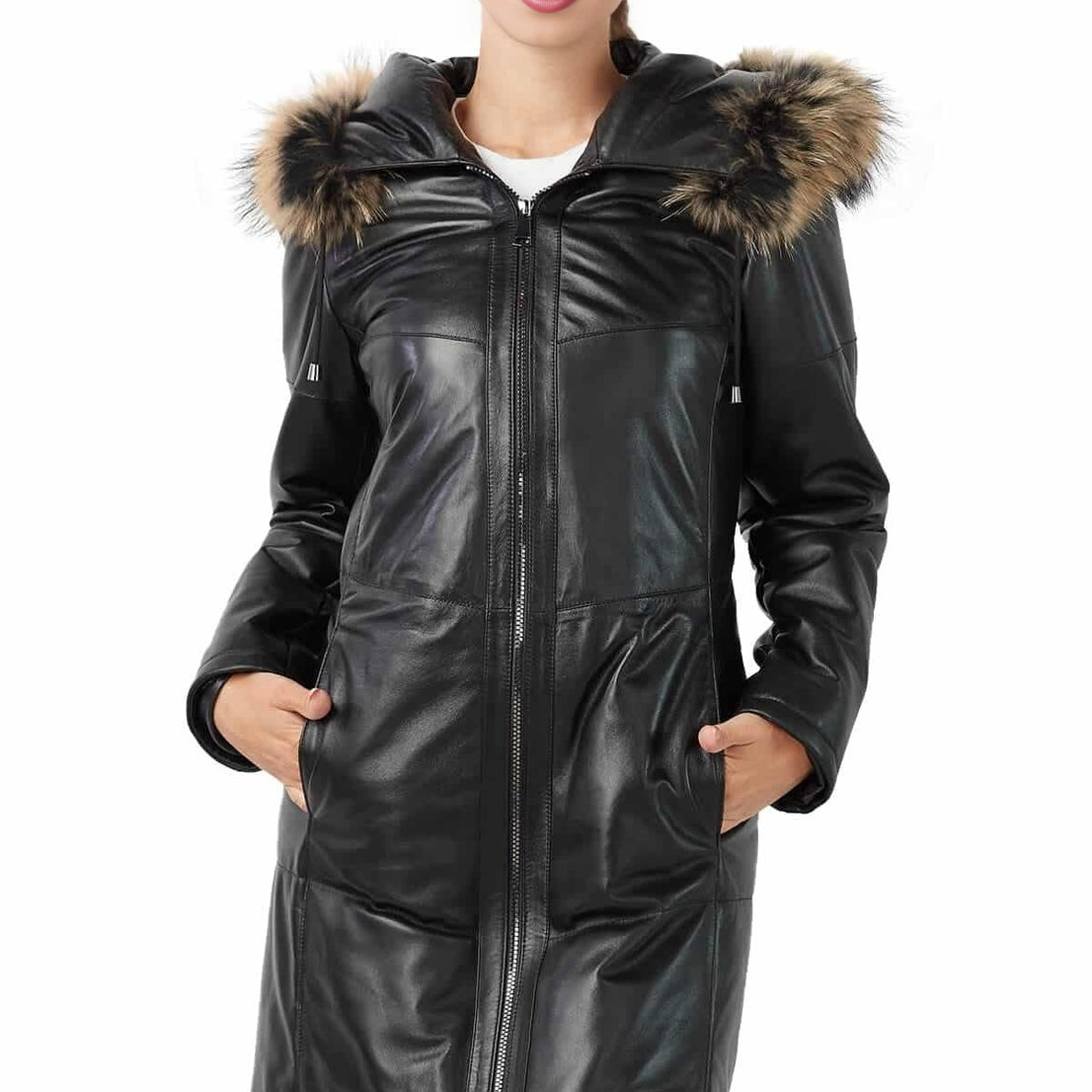 Melissa Black Trench Leather Coat For Women