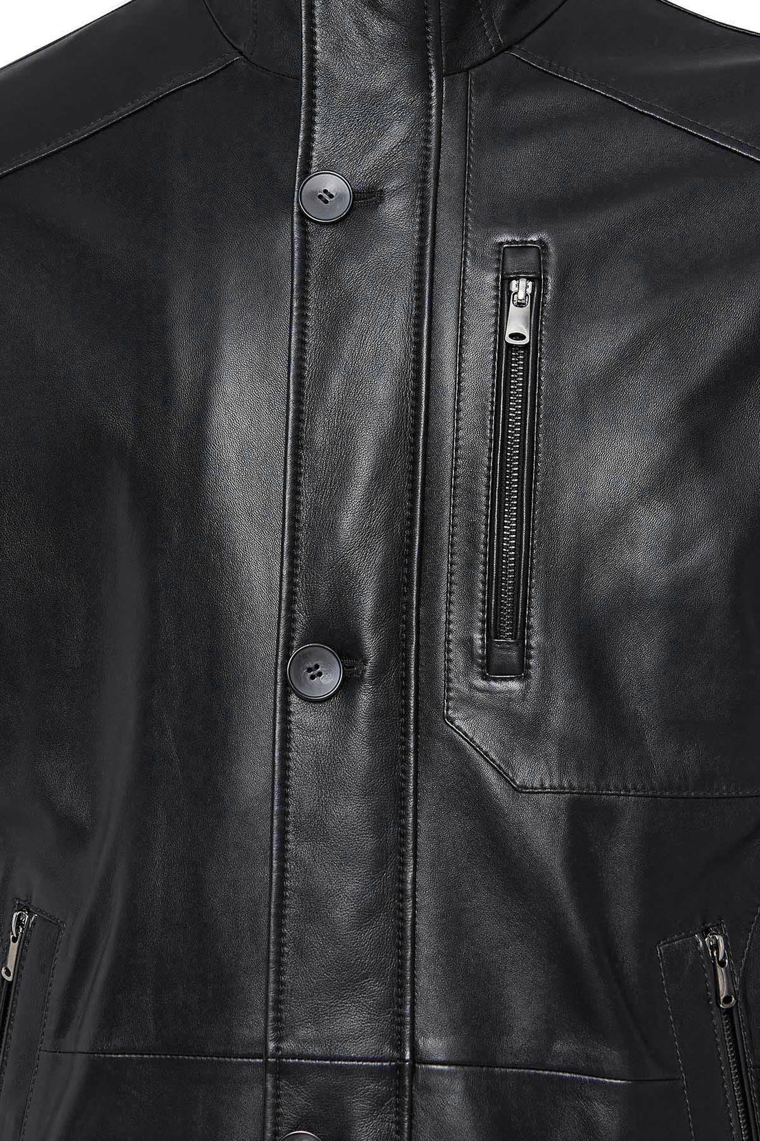 Nathan Black Leather Coat For Men