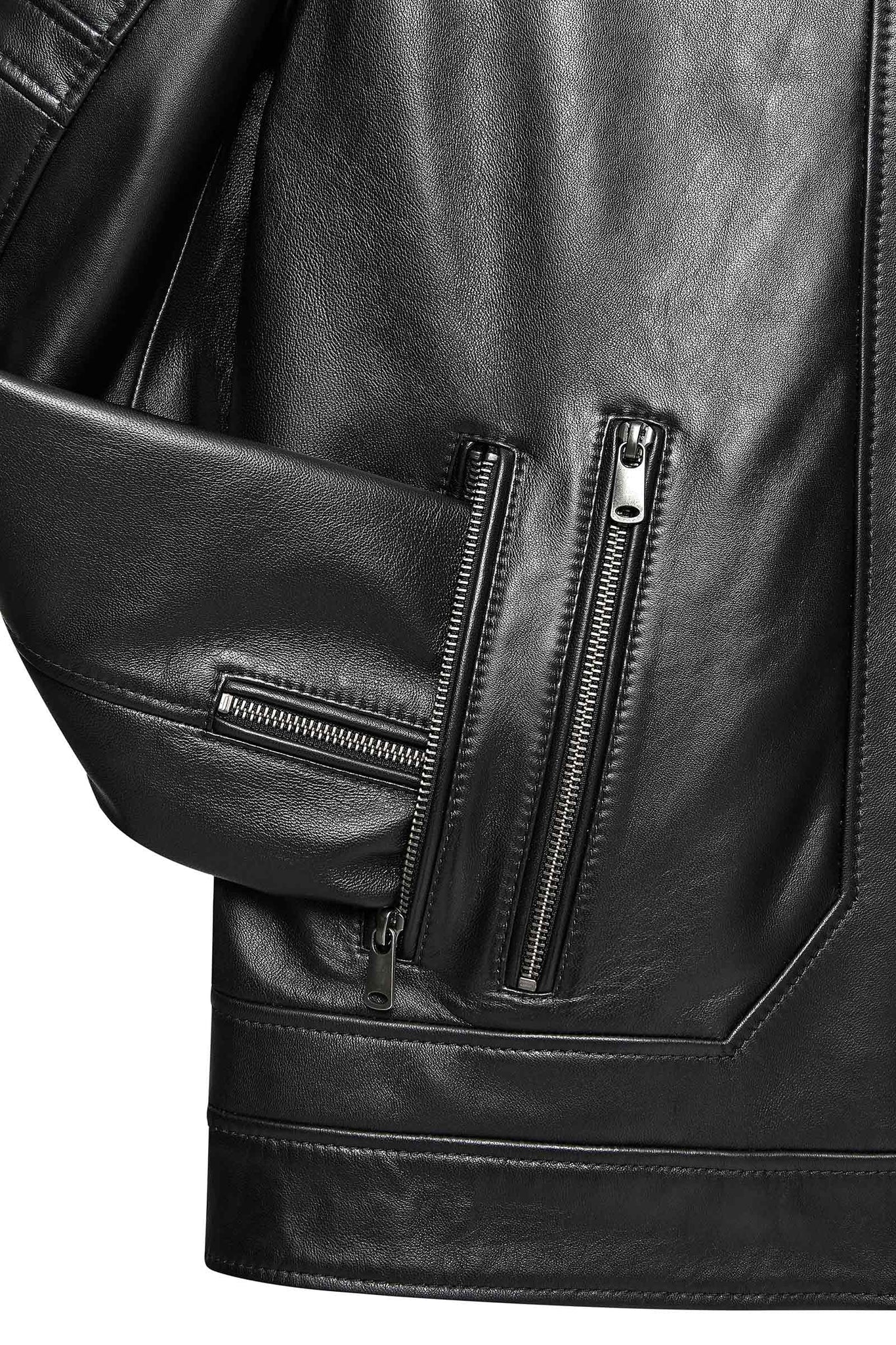 Patrick Black Judge Collar Leather Jacket For Men