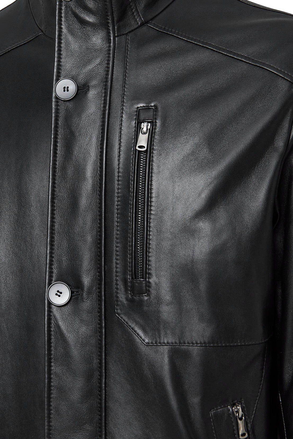 Nathan Black Leather Coat For Men