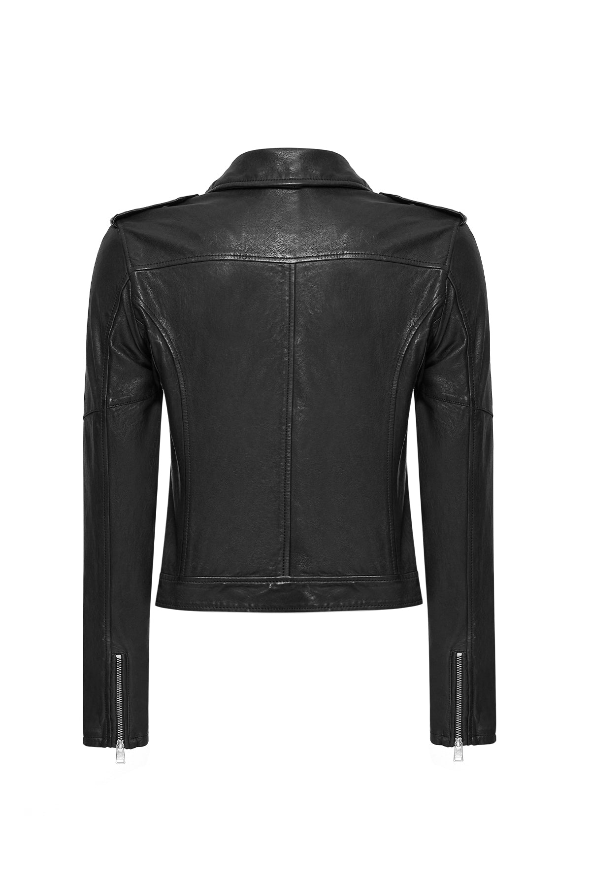 Blondy Black Double Breasted Leather Jacket For Women