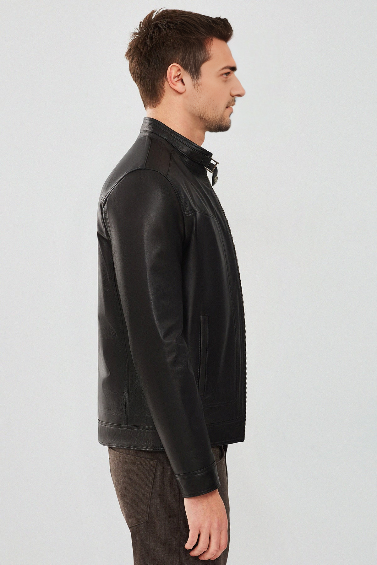 Felible Black Leather Jacket For Men