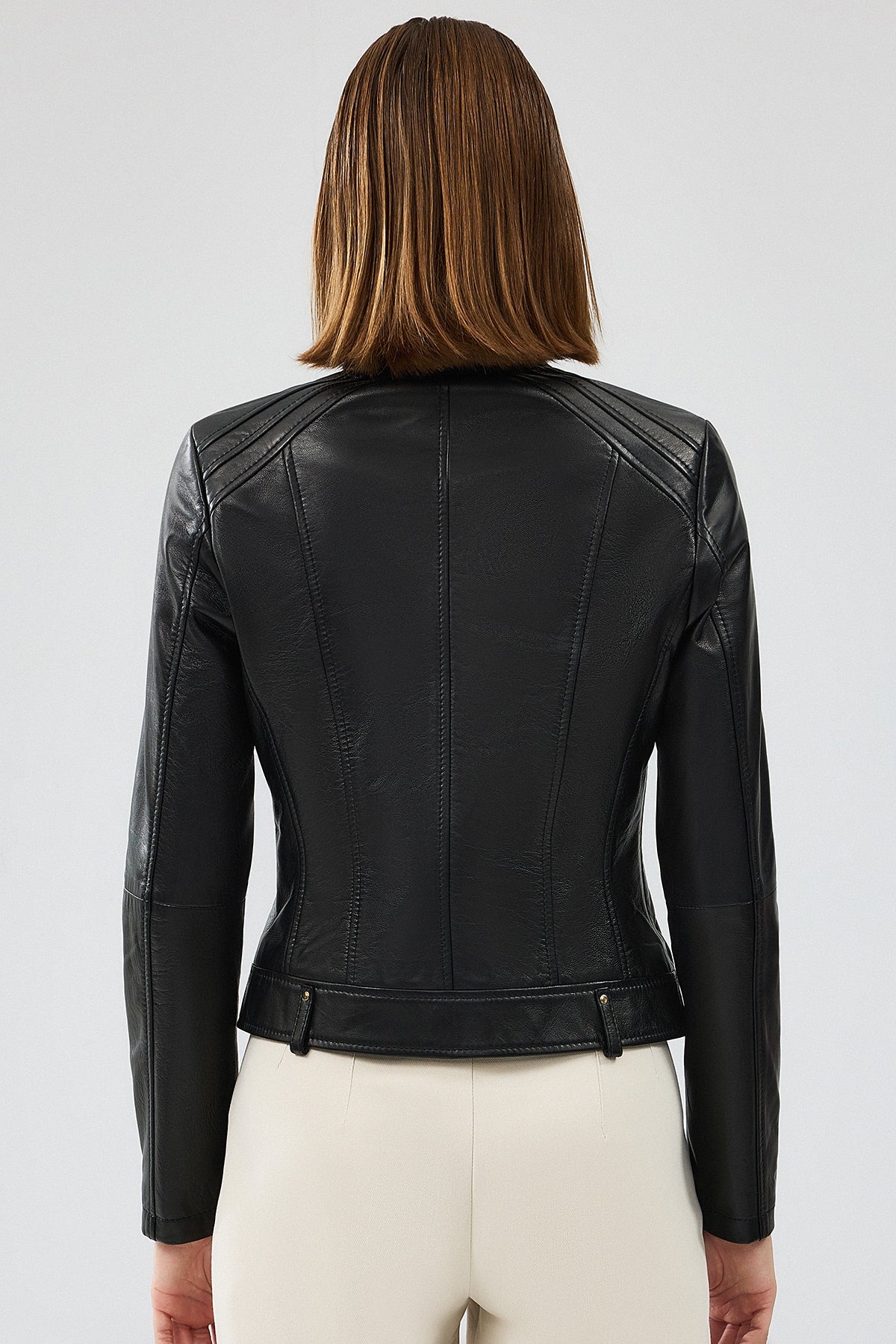 Heidi Short Leather Black Jacket For Women
