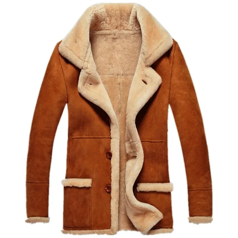 Jack Trench Red, Brown, And Camel Color Fur Leather Coat For Men