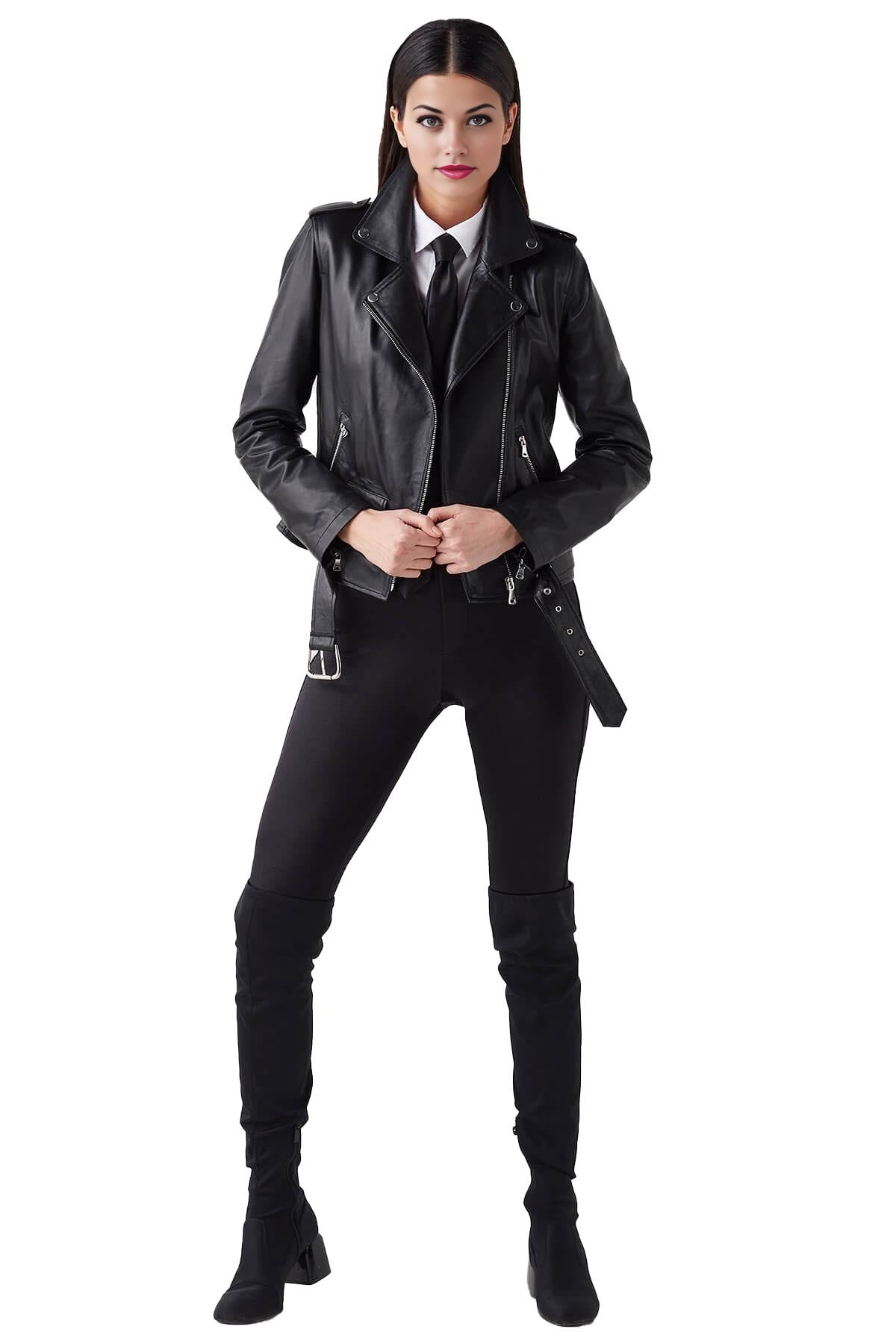 Luna Black Stylish Blazer Leather Jacket For Women