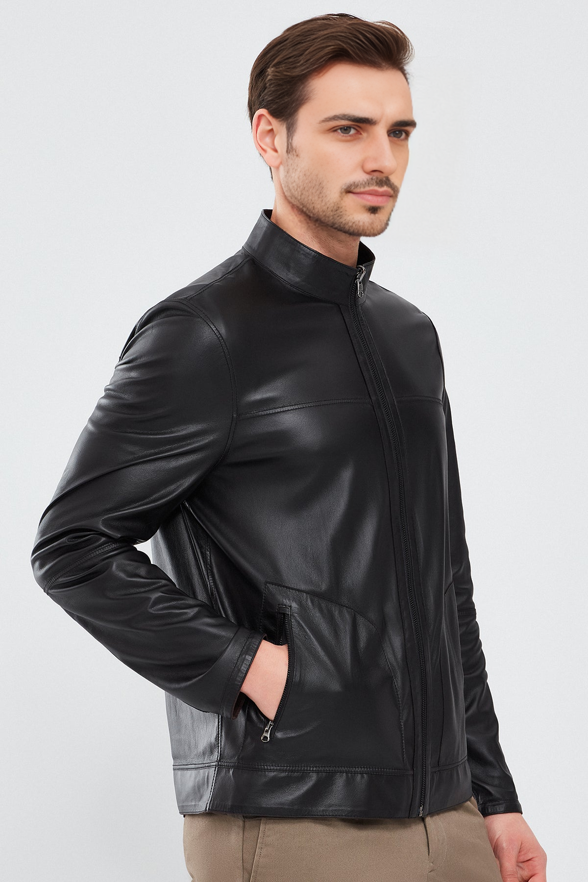 Clint Black Suede Double-Sided Leather Jacket for Men