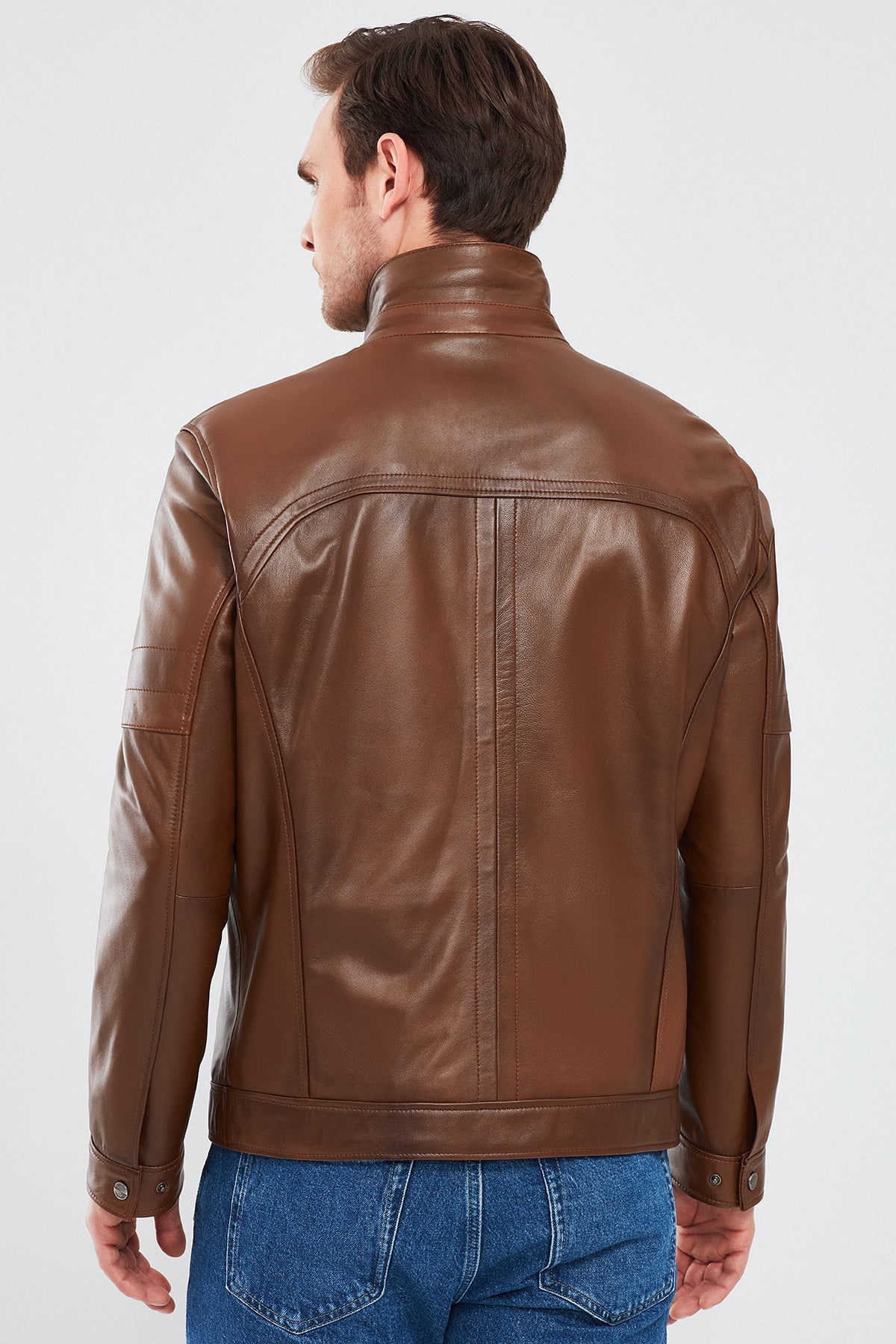 Bruno Cognac Brown Leather Jacket For Men