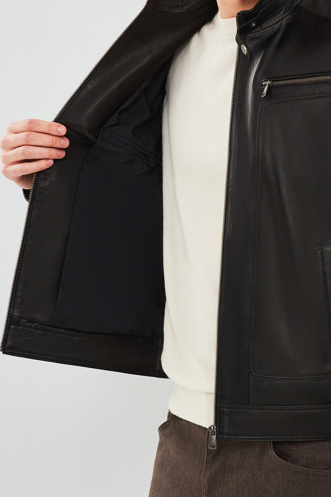 Felible Black Leather Jacket For Men