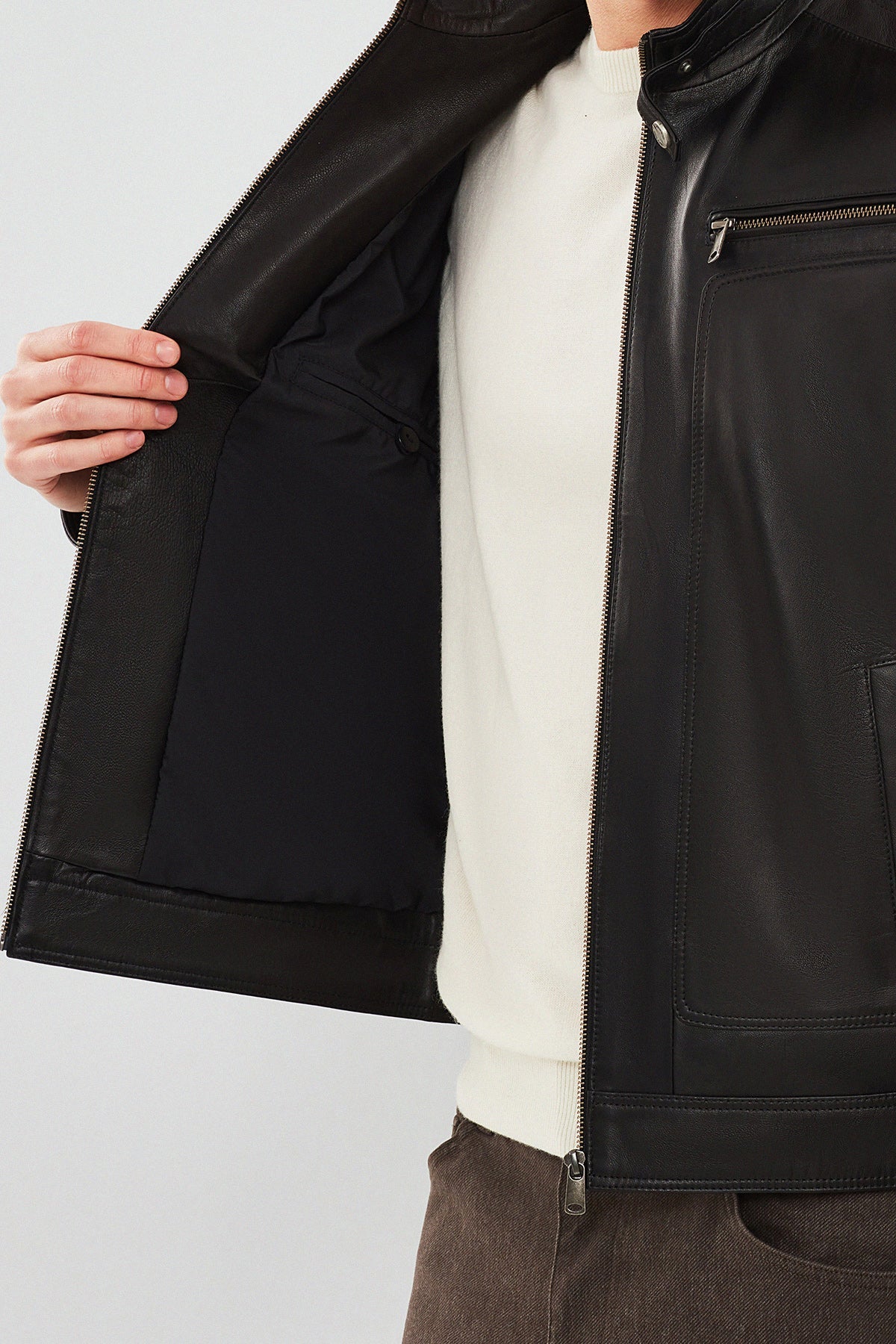 Felible Black Leather Jacket For Men