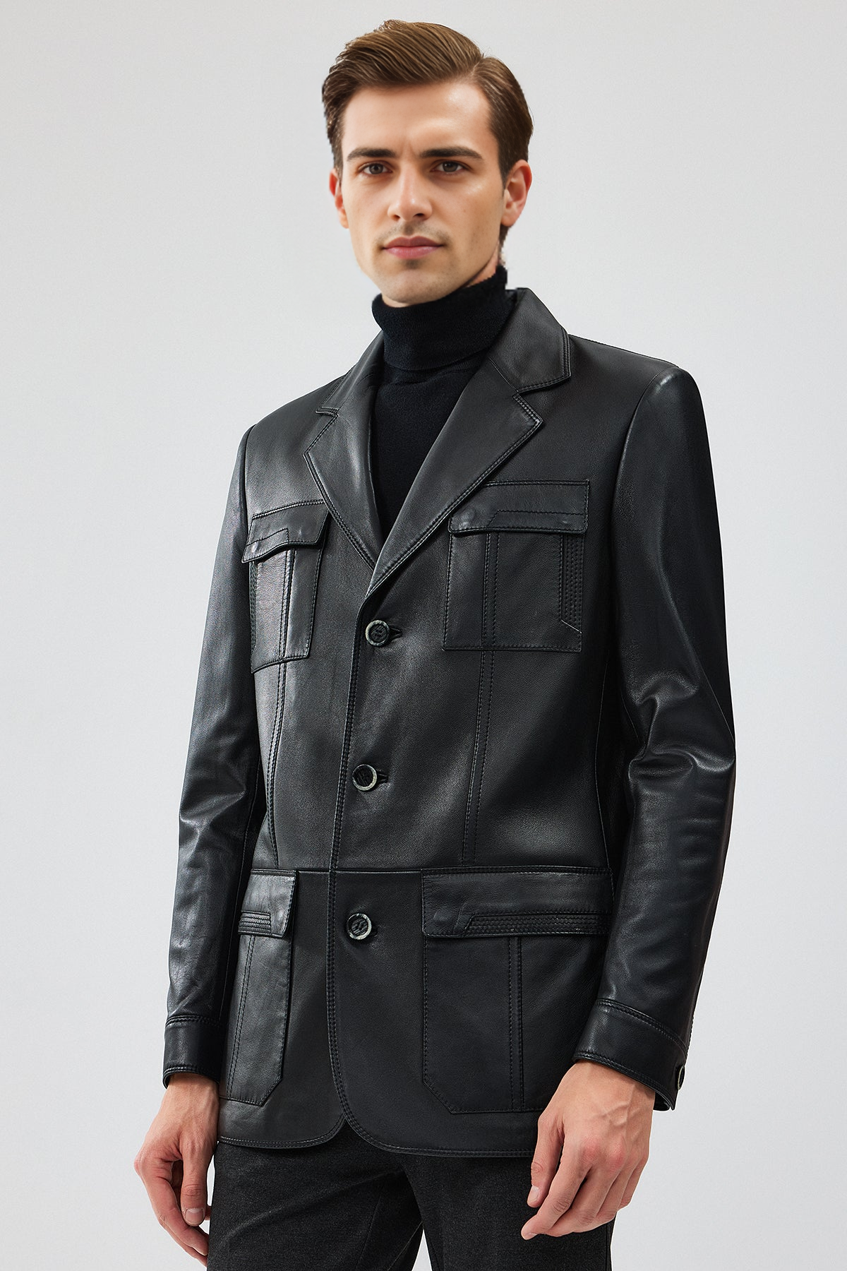 Kevin Black Blazer Leather Jacket For Men