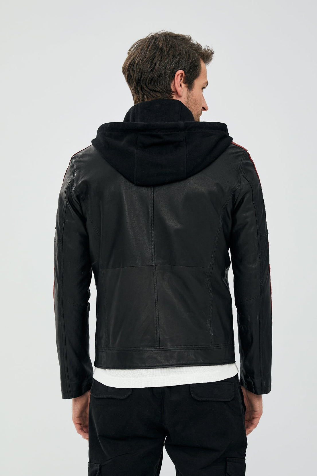 Formula Black Emblem Hooded Sports Leather Jacket For Men