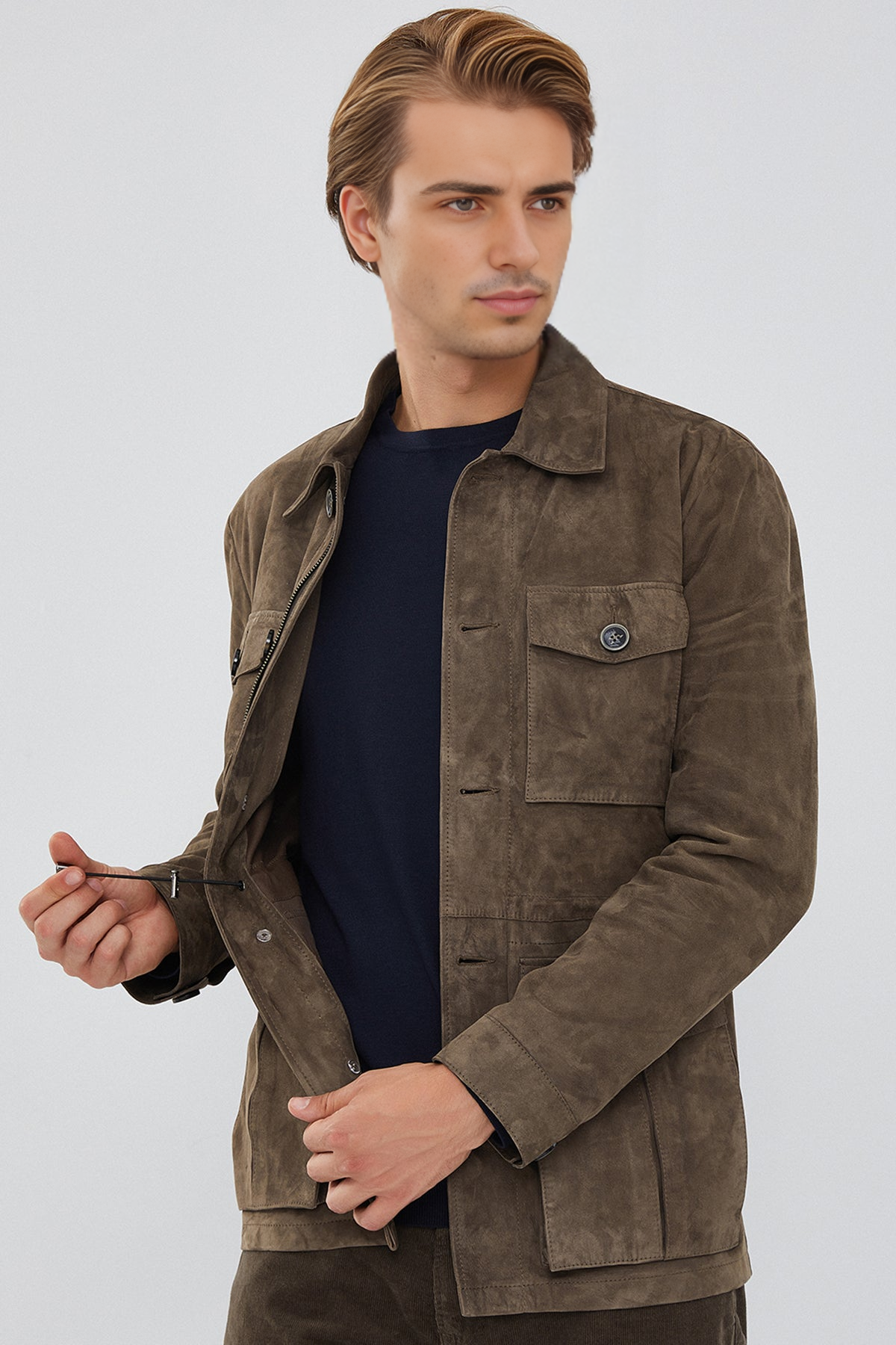 Bonucci Mink Suede Leather Coat for Men