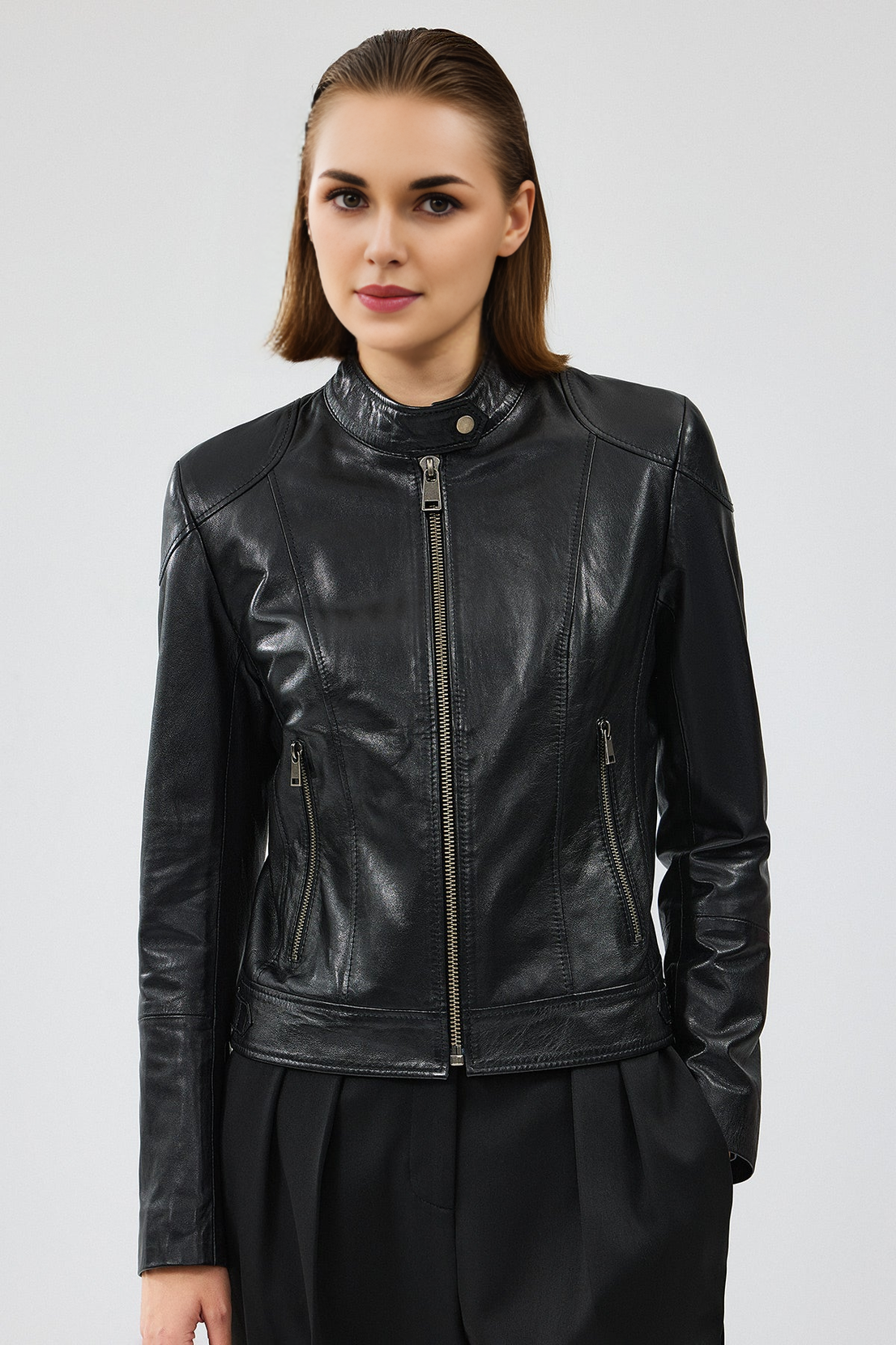 Prima Black Short Leather Jacket For Women
