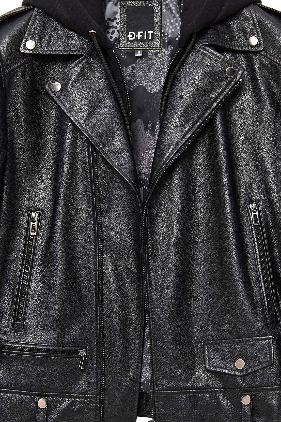 Butler Black Hooded Biker Leather Jacket For Men