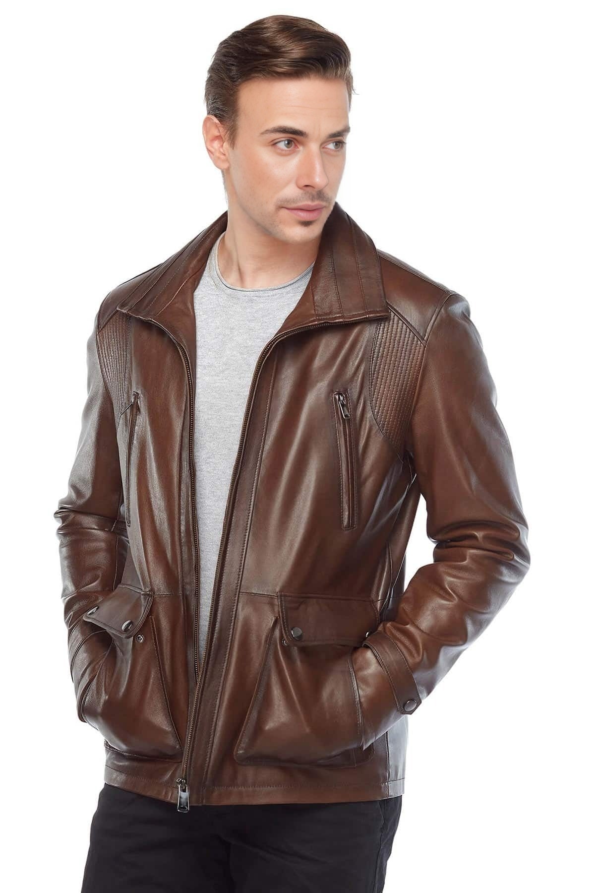 Arthur Brown Classic Leather Jacket For Men