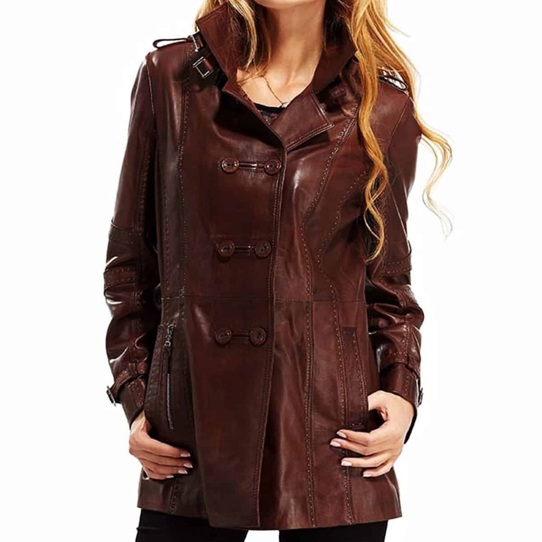 Theresa Brown Waxed Leather Coat For Women