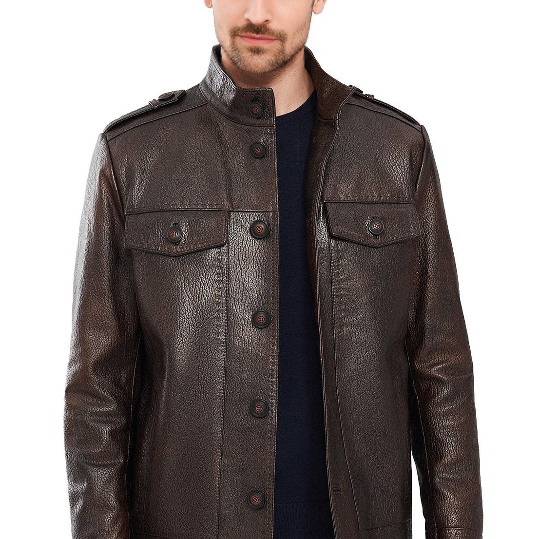 Bruno Dark Brown Leather Jacket For Men