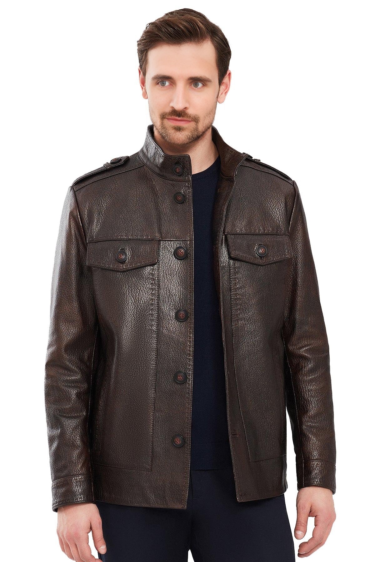 Bruno Dark Brown Leather Jacket For Men