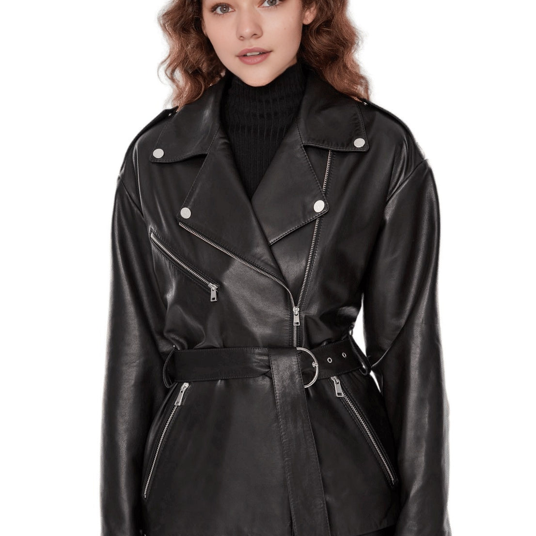 Elijah Black Blazer Trench Coat For Women