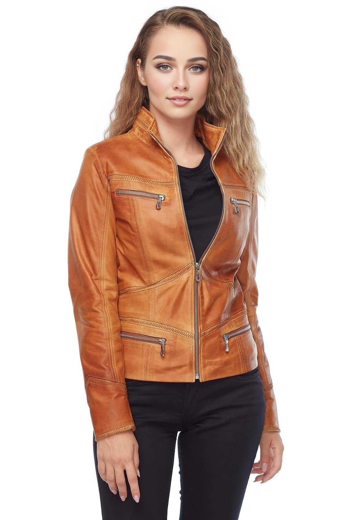 Miley Brown Leather Jacket For Women