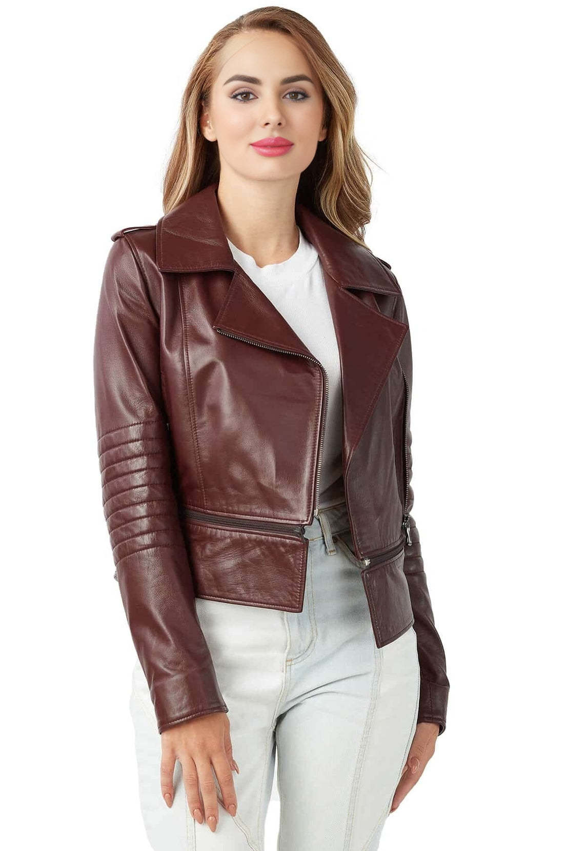 Liliana Brown Stylish Leather Jacket For Women