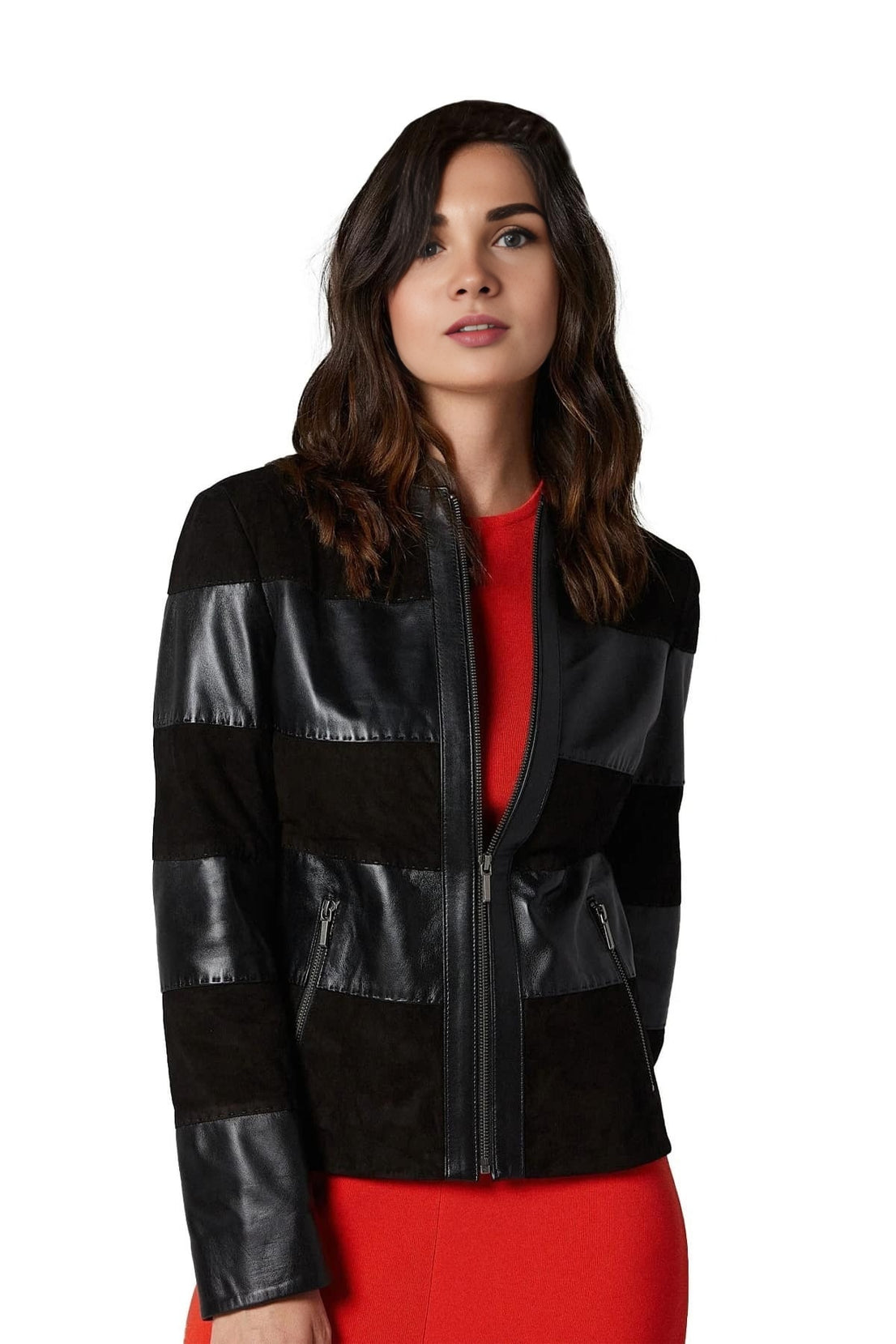 Corinne Black Suede Leather Jacket For Women
