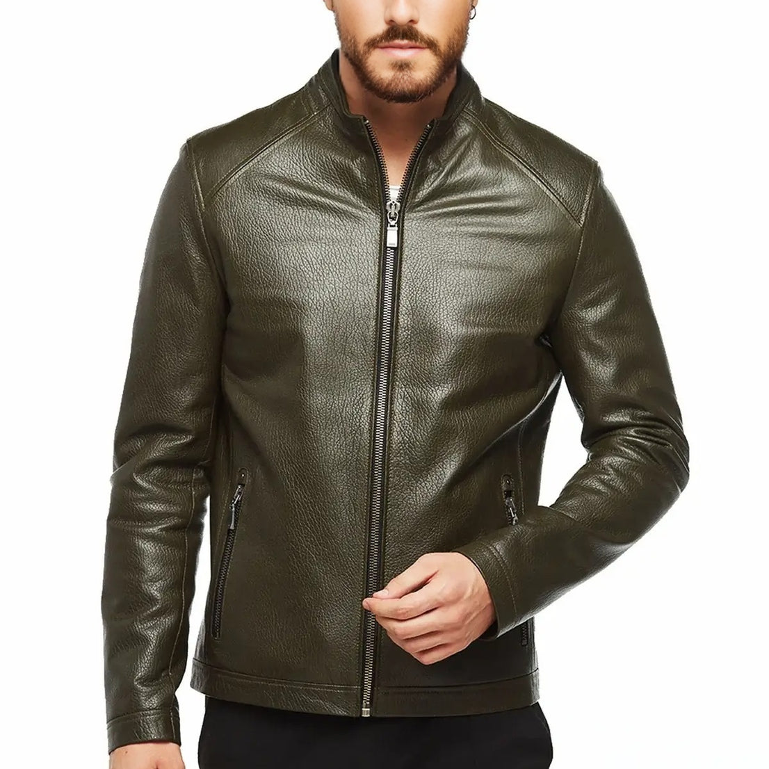 Adam Green Biker Leather Jacket For Men