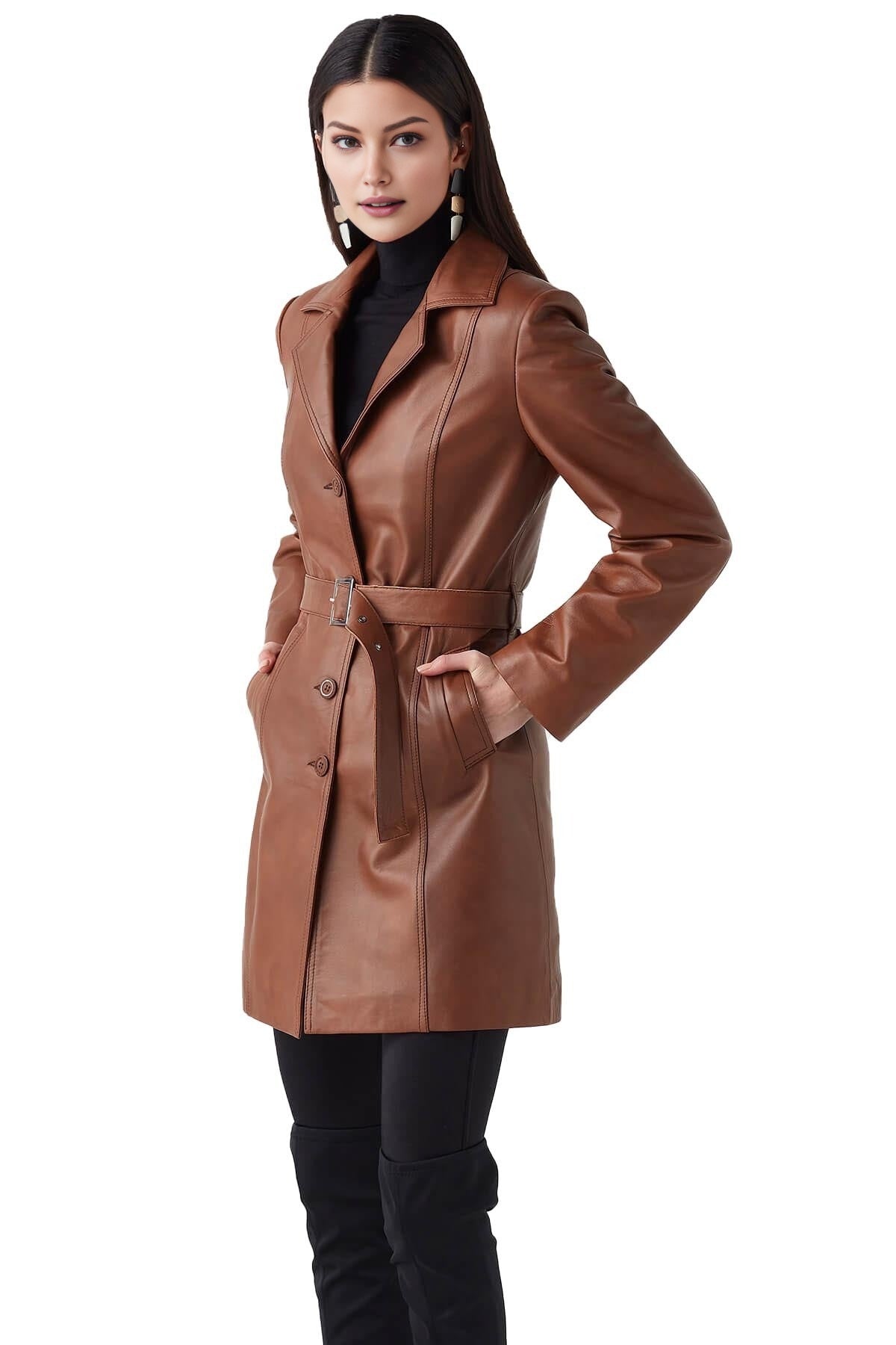 Harper Brown Sweet Leather Jacket For Women