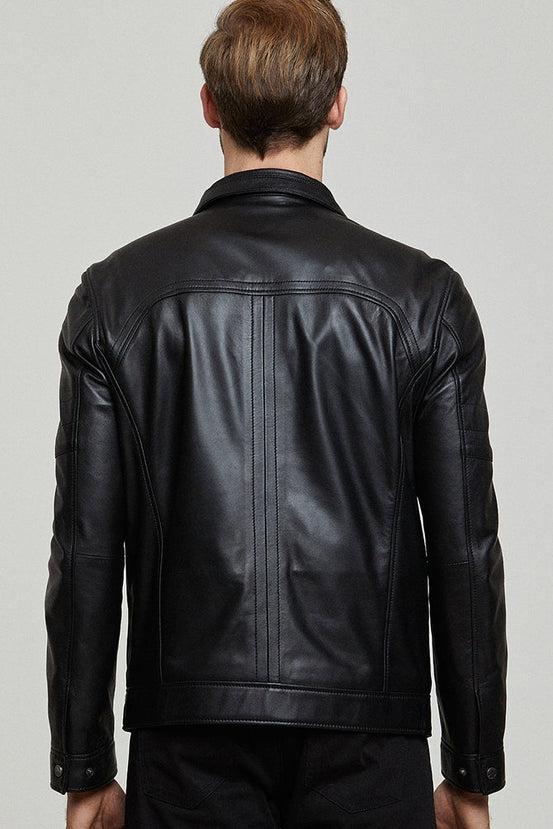 Bruno Black Leather Jacket For Men