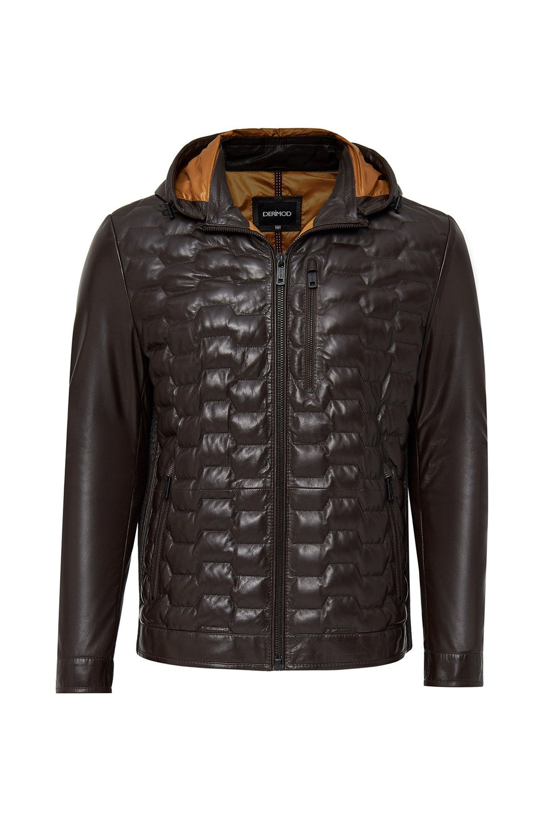 Silva Brown Hooded Leather Jacket For Men