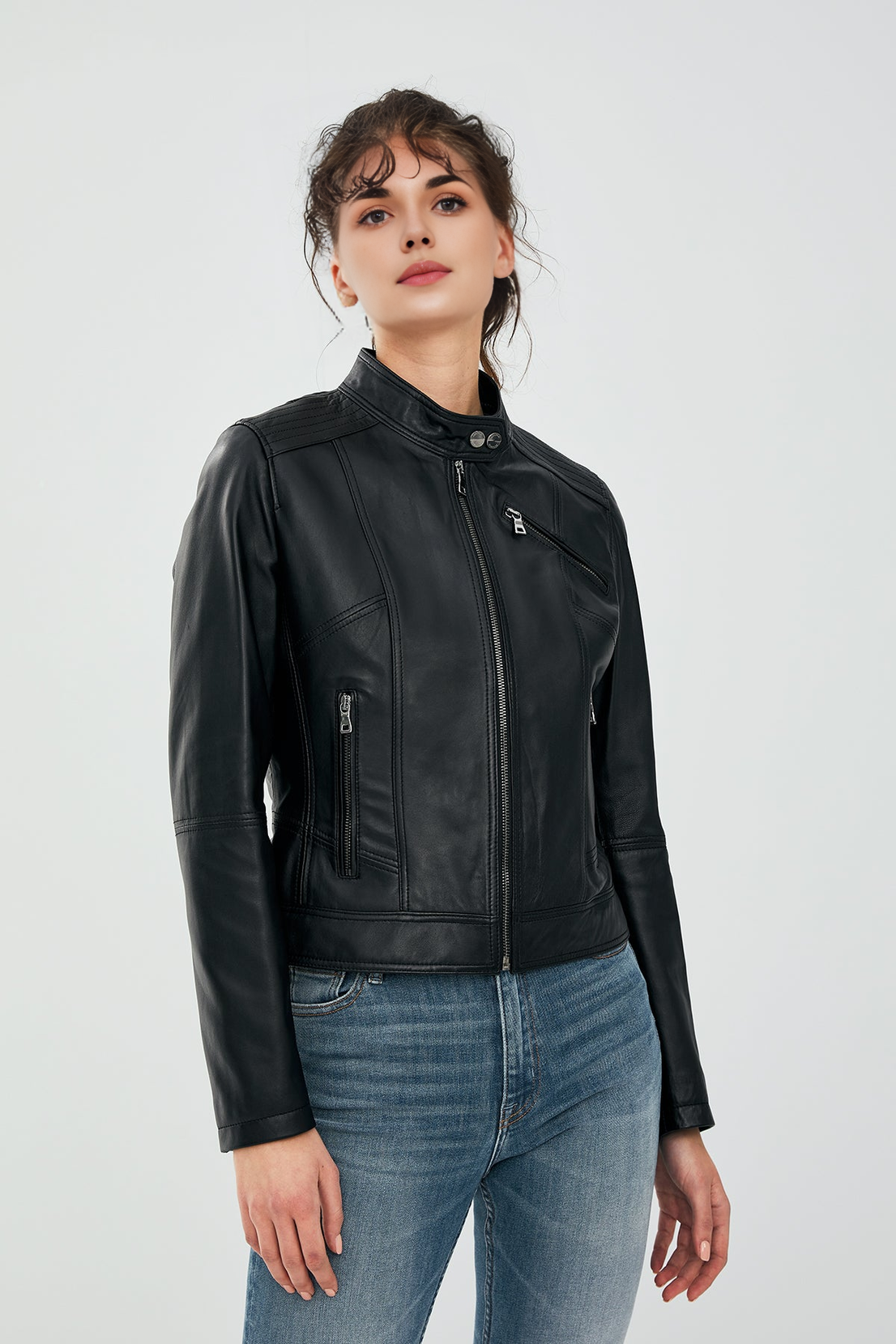 Kylie Short Women's Black Leather Jacket