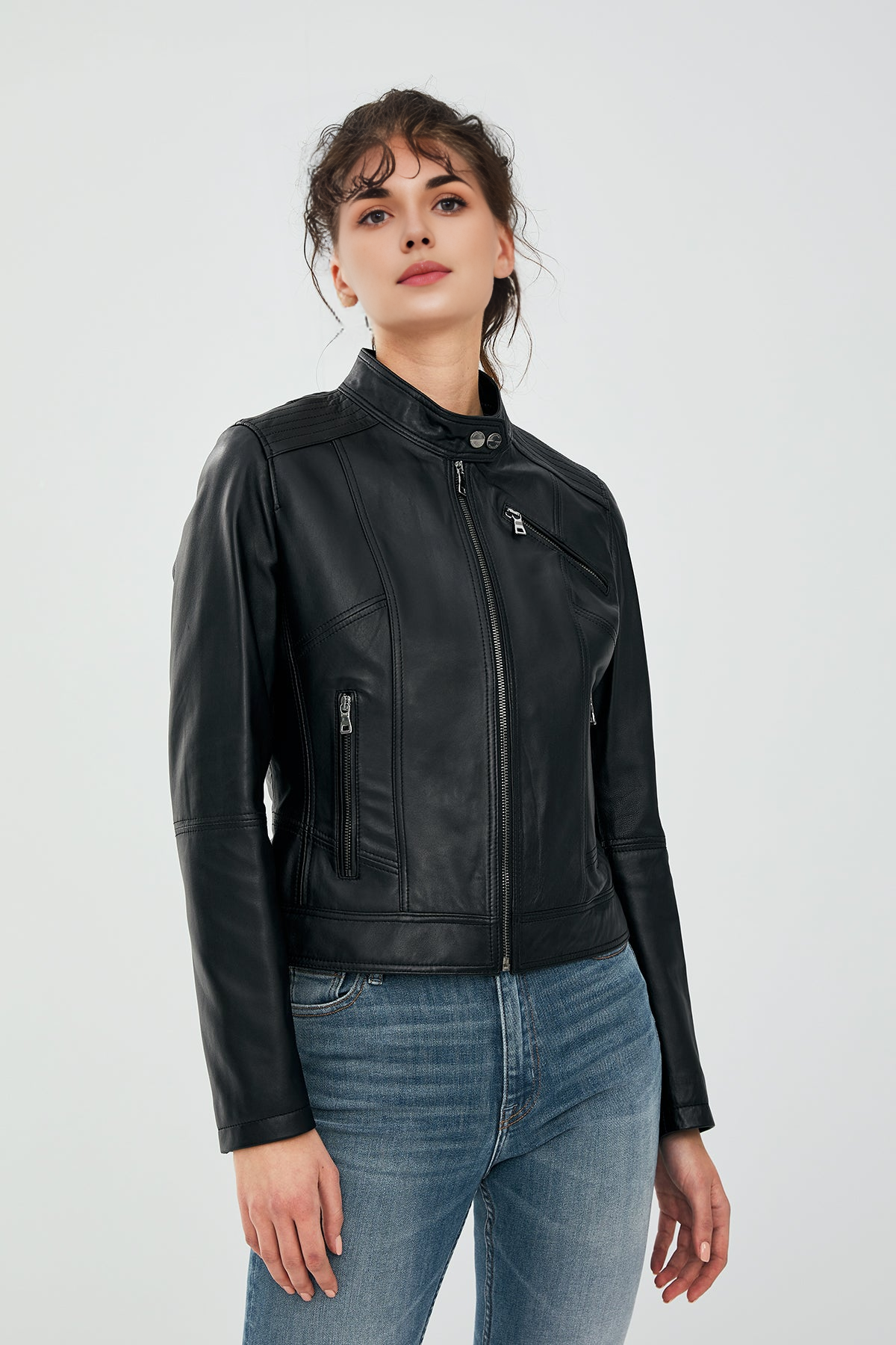 Kylie Short Women's Black Leather Jacket