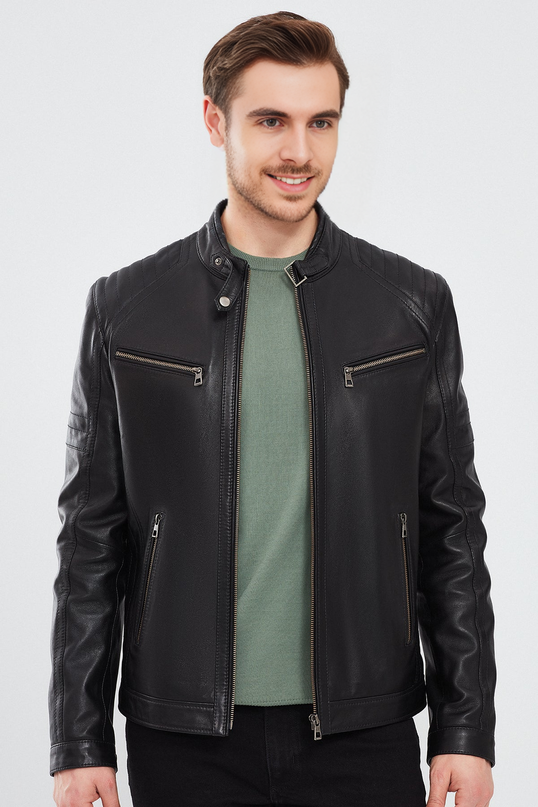 Paul Black Leather Jacket For Men
