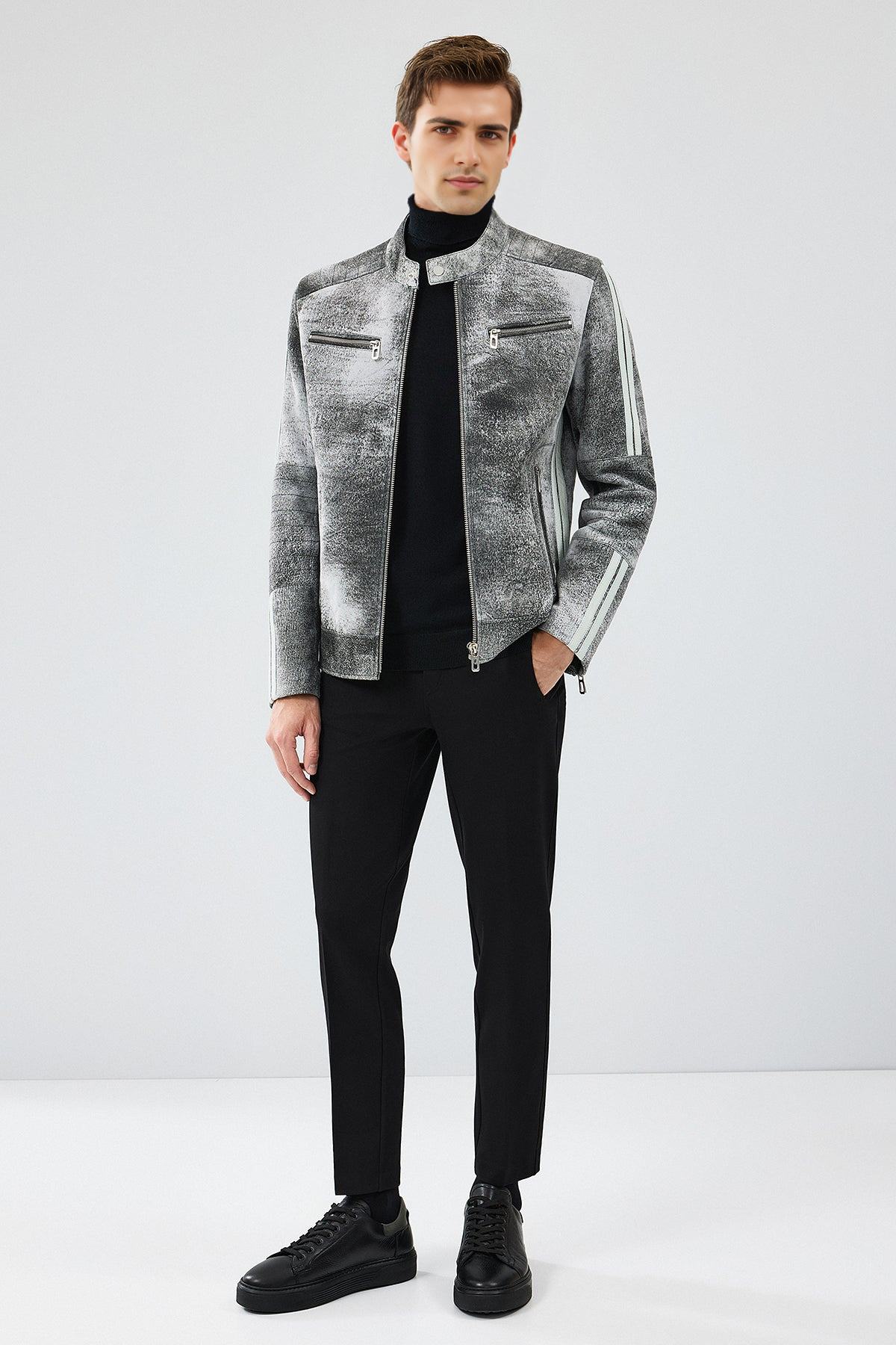 Carrera Gray Nubuck Leather Sport Jacket For Men