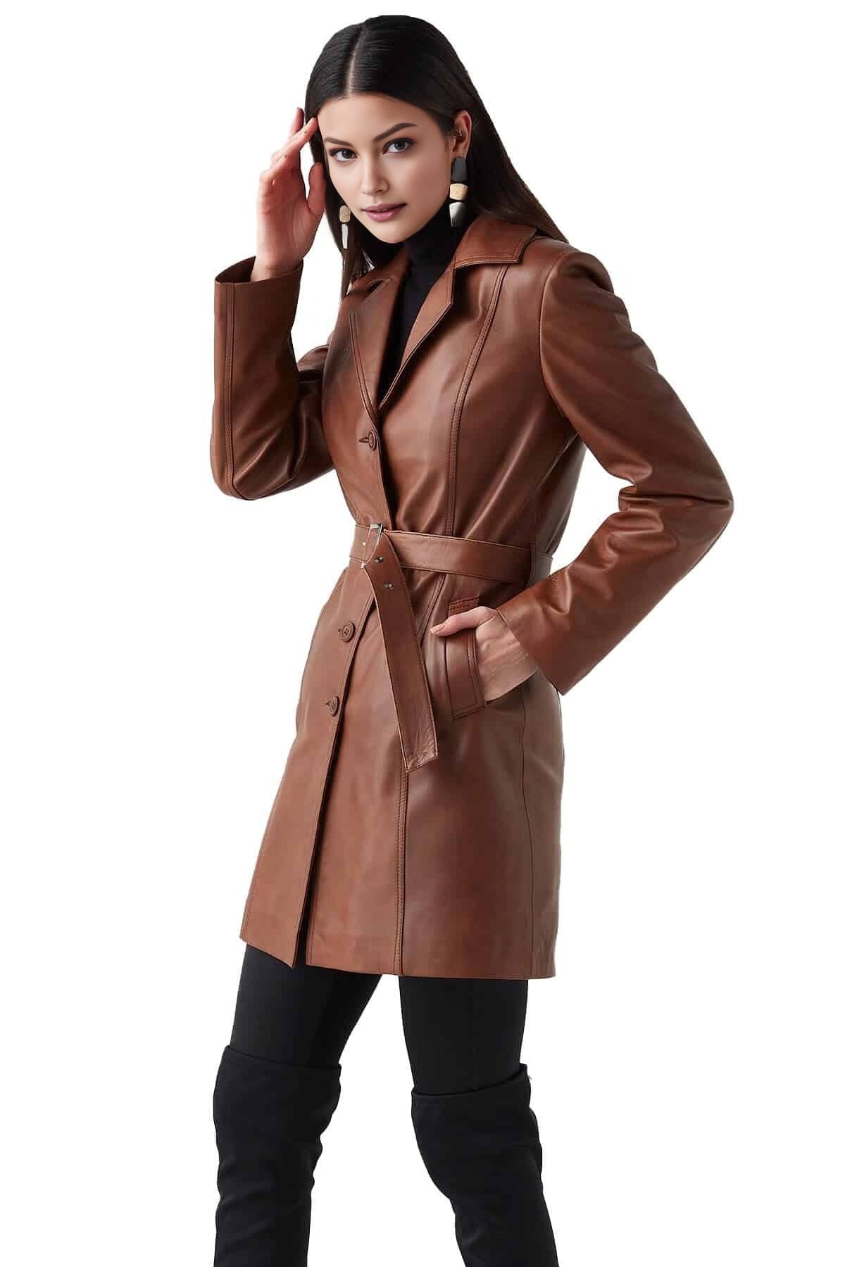 Harper Brown Sweet Leather Jacket For Women