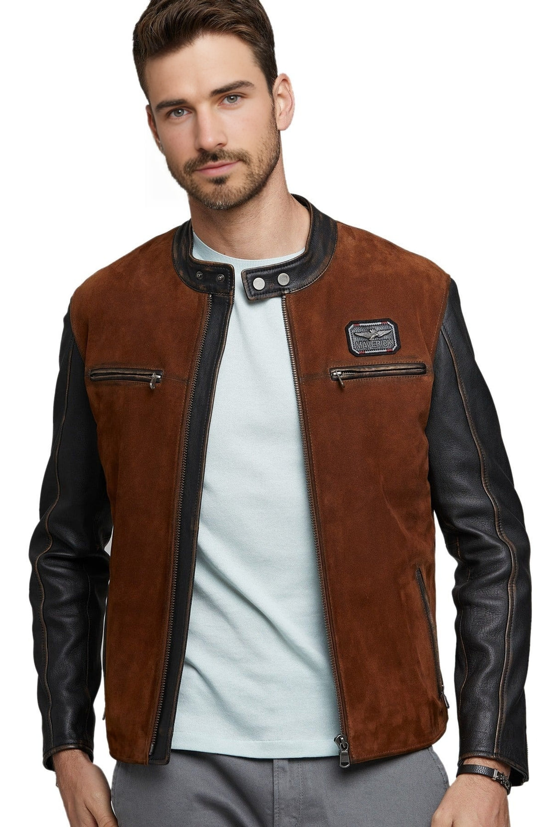 Joseph Brown Suede Leather Jacket For Men