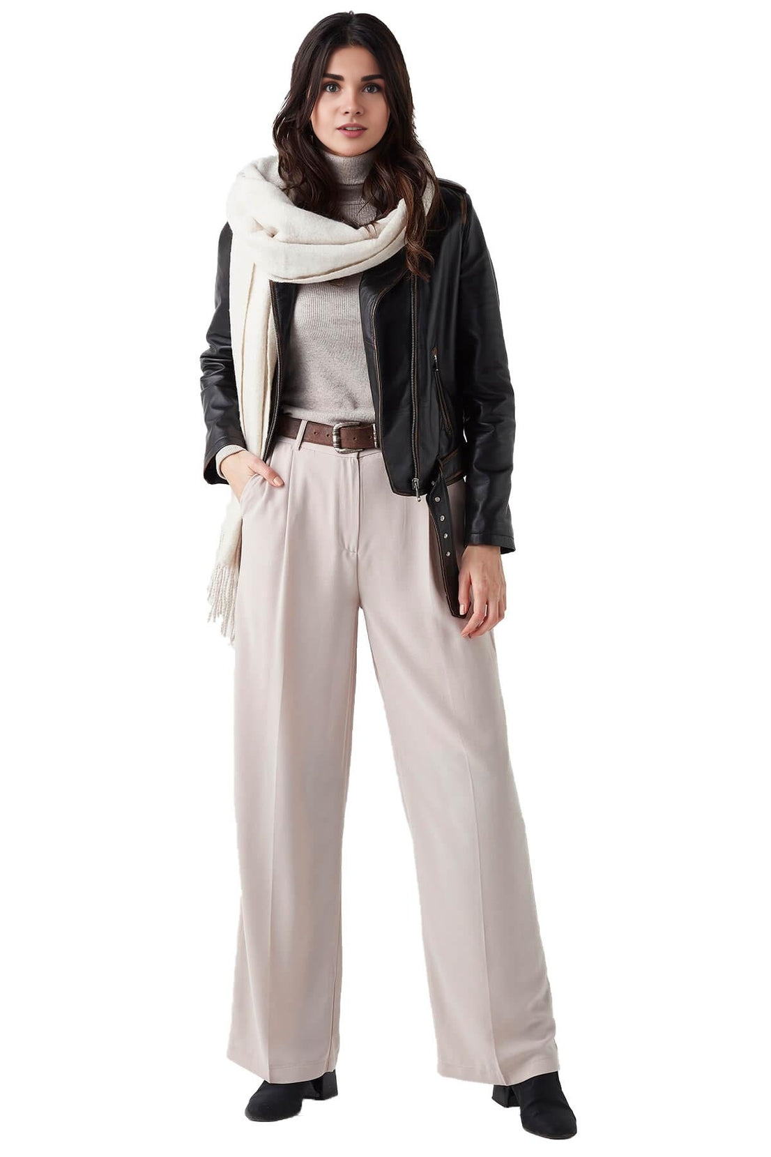 Patricia Black Distressed Leather Jacket For Women