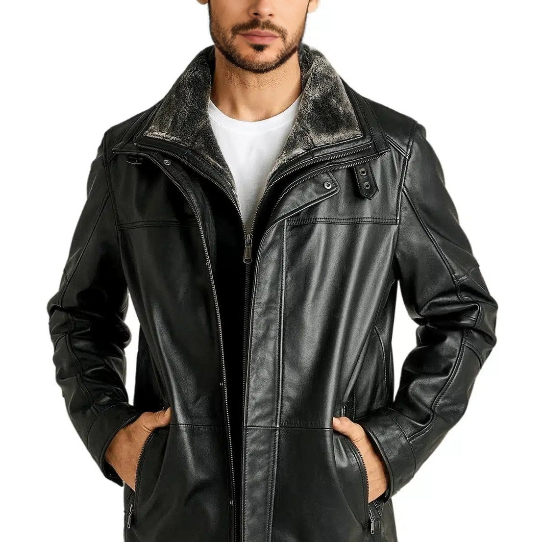 Liam Black Leather Coat For Men