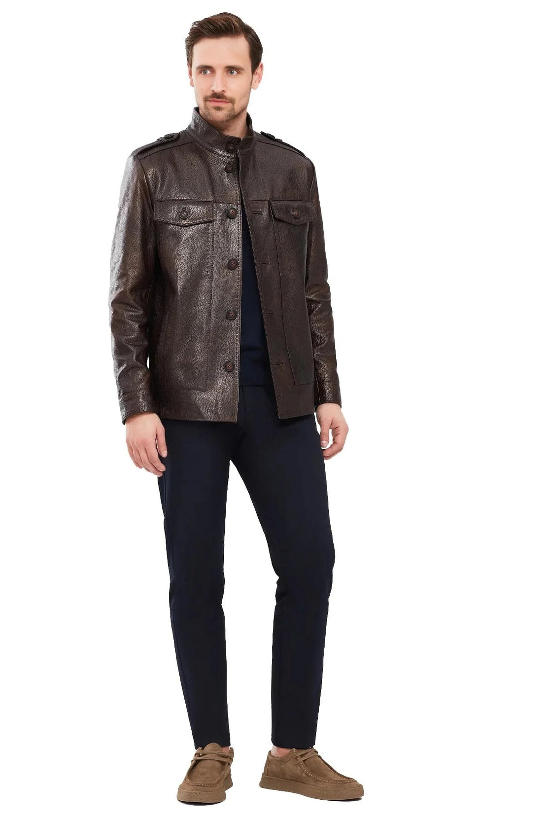 Bruno Dark Brown Leather Jacket For Men