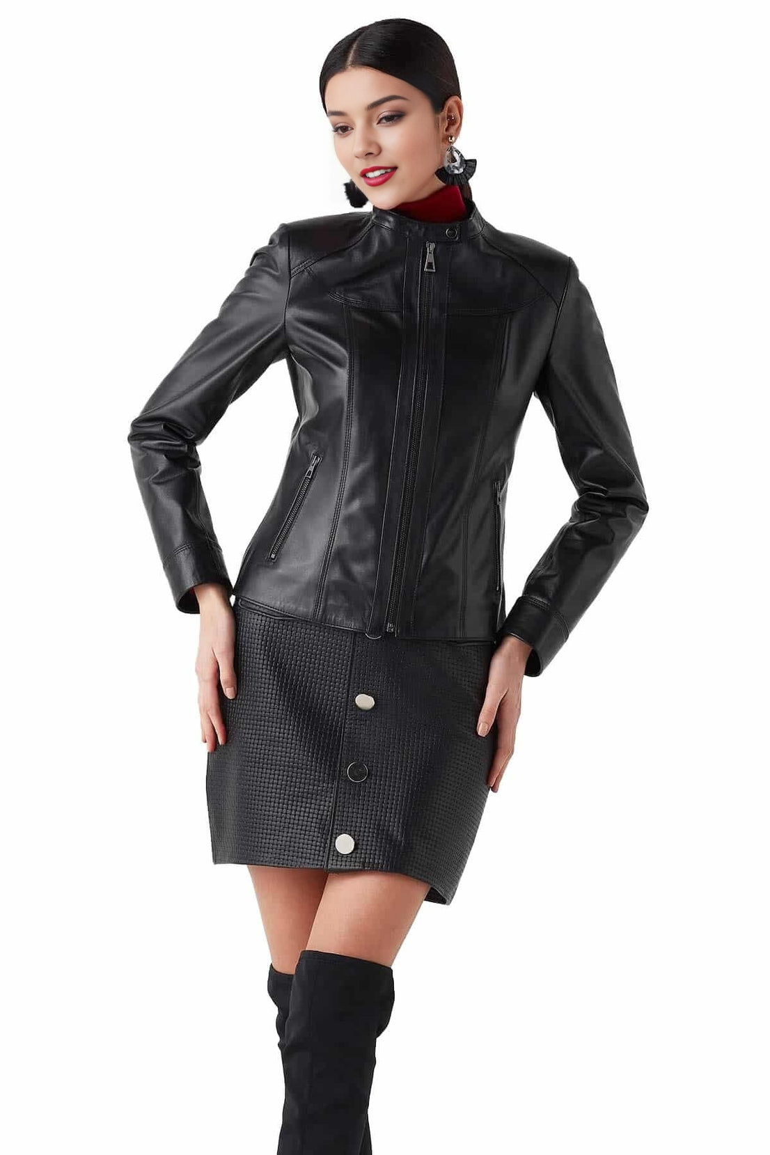 Maria Black Leather Jacket For Women