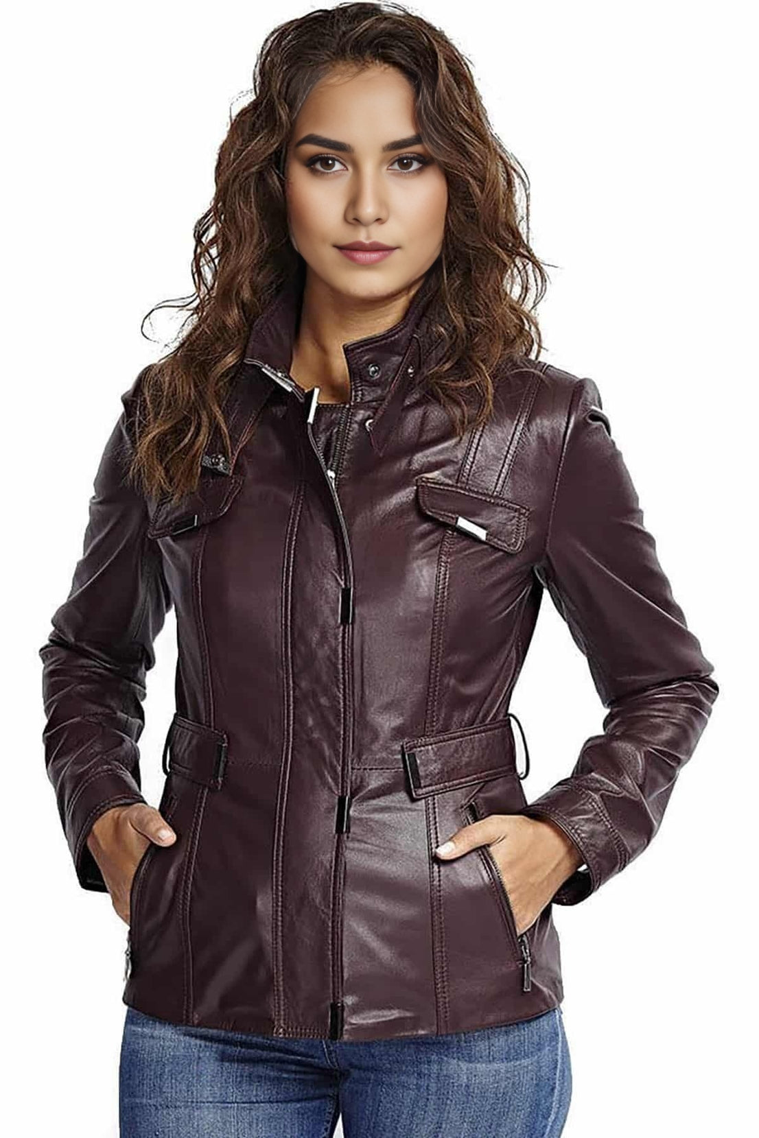 Norah Purple Leather Jacket For Women